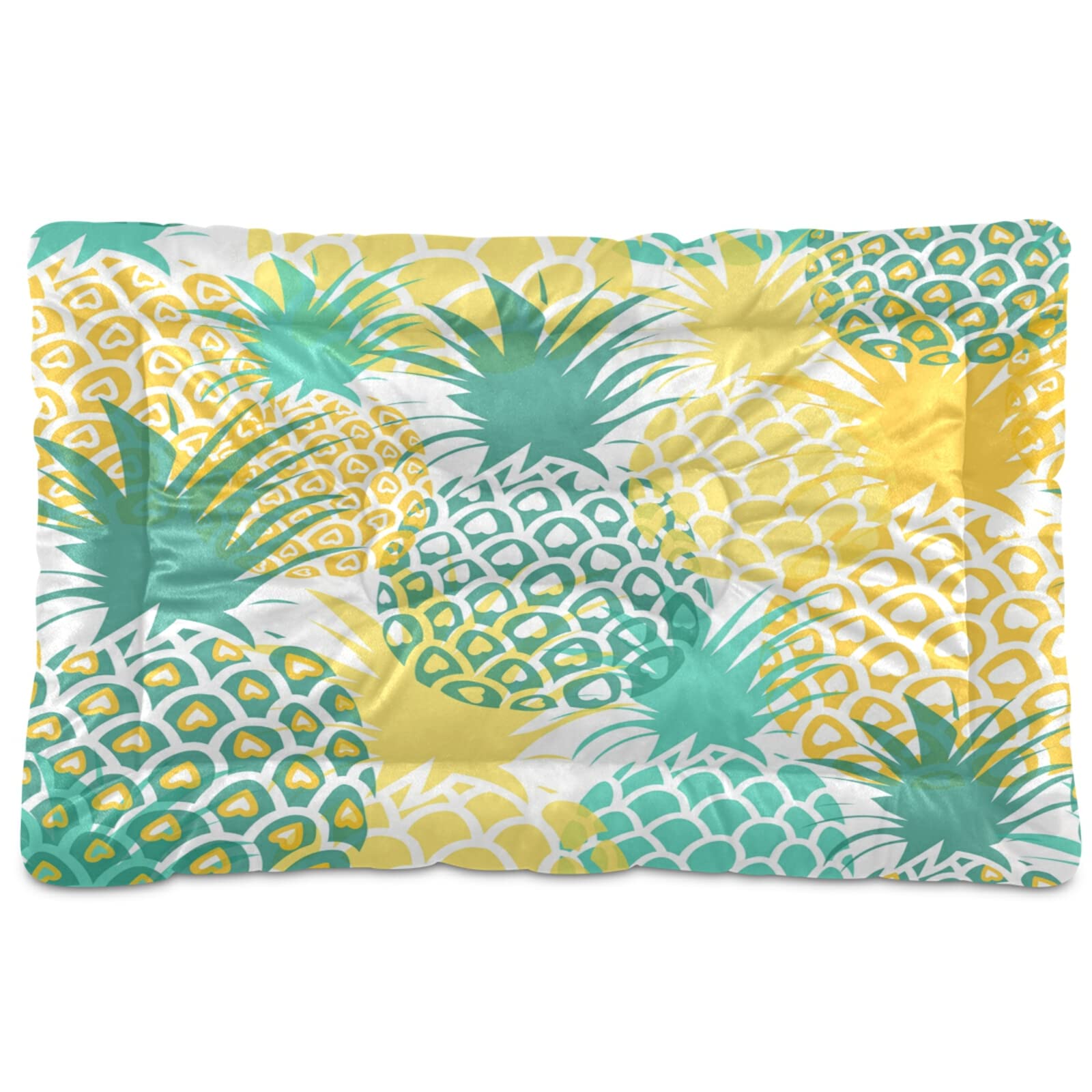 Xigua Pineapple Tropical Dog Bed & Cat Bed - Ultra Soft Rectangle Pet Bed for Small & Medium Dogs - Comfortable Calming Bed 24x18 Inches - Perfect for Indoor Use, Crate Replacement, or Cozy Nap Spot