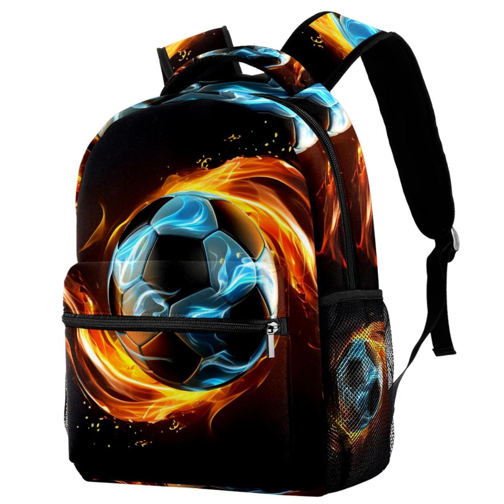 Stylish Travel Backpack for Women & Men - Durable Flaming Football Design Backpack for Hiking, Gym, School & Daily Commute