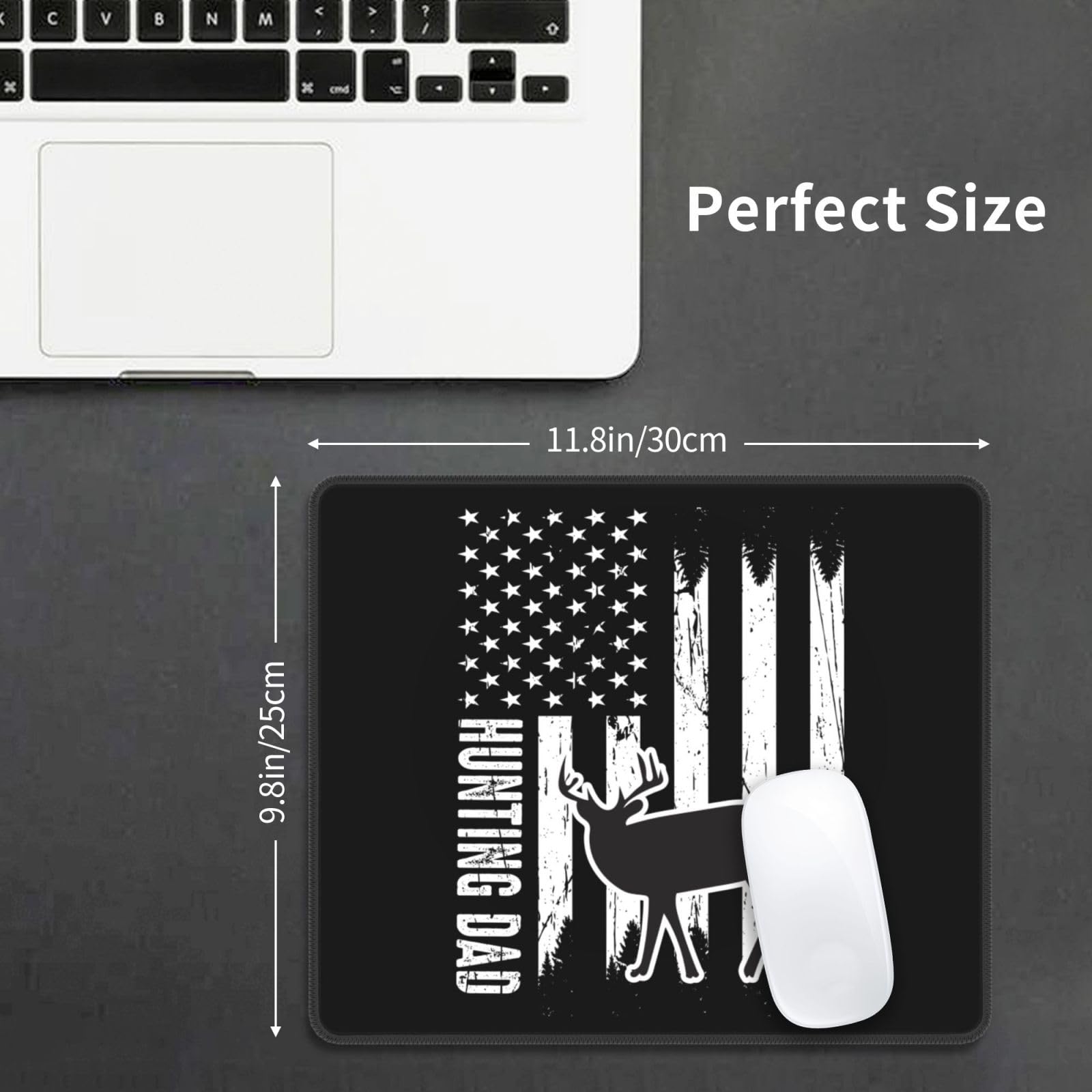 SIYTUAU USA Flag Hunting Dad Mouse Pad - Waterproof, Non-Slip Rubber Gaming Mousepad (10x12 inch) for Office, Laptop & PC - Perfect for Patriotic Gifts, Gaming Setup & Workstation Accessories