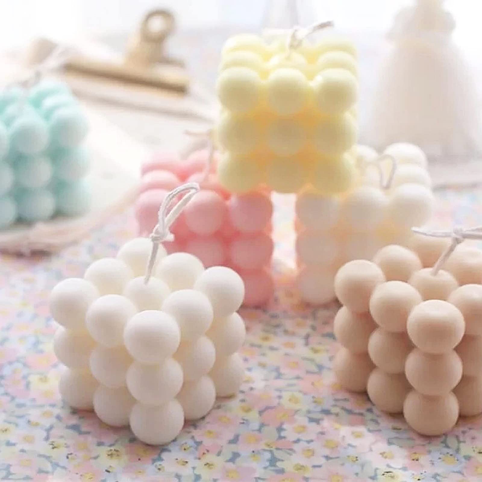 Premium 6-Cavity Silicone Bubble Candle Molds for DIY Candle Making - 3D Wax Melt Molds for Unique Handmade Candles, Home Decor & Craft Projects (Style A, White) - Perfect for Birthday Gifts, Wedding Decorations & Aromatherapy Candles