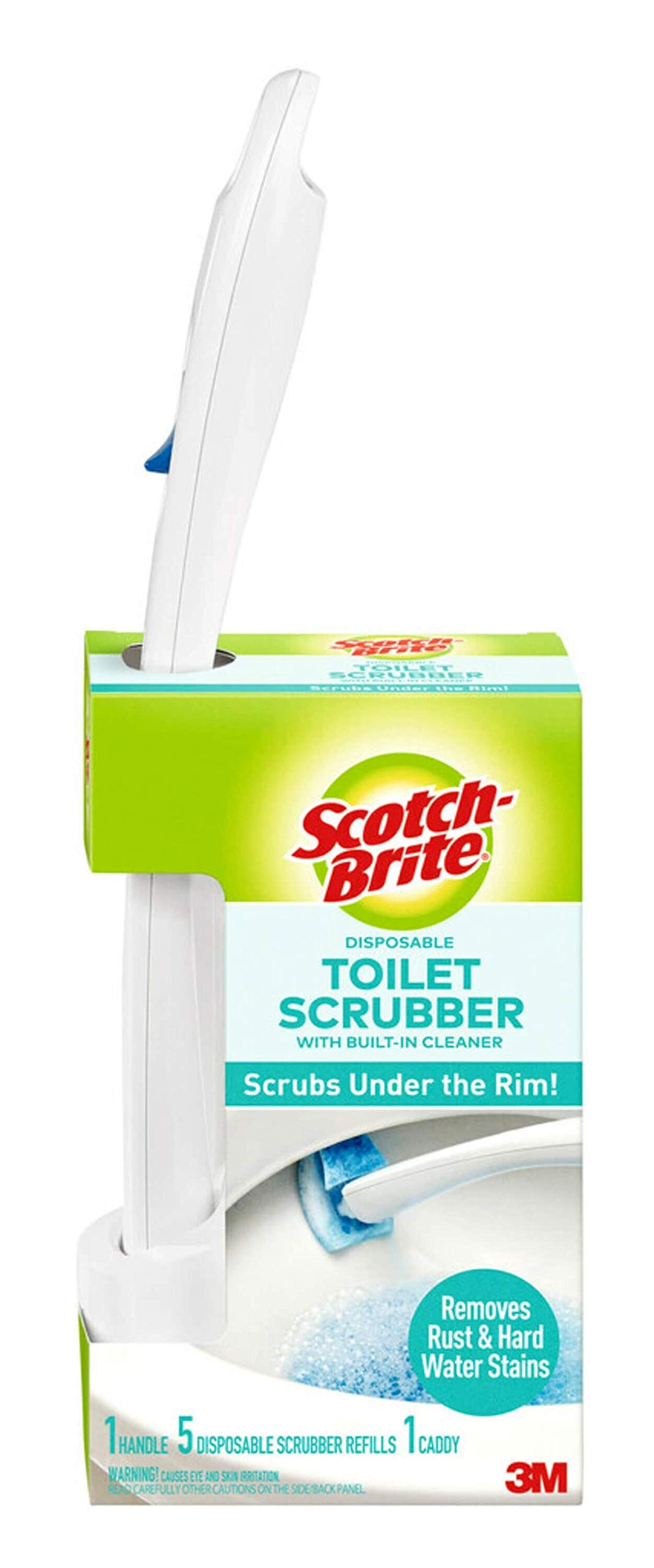 Scotch-Brite Disposable Toilet Scrubber Cleaning System - Heavy Duty Bathroom Cleaning Brush with Handle for Stains & Grime - Perfect for Toilets, Sinks & Tubs