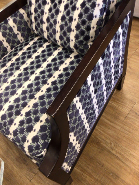 Century Furniture Blue & White Upholstered Armchair with Removable Pillow - Elegant Living Room Seating for Home & Office Decor