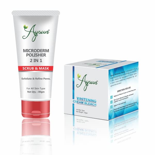 Aysun Microdermabrasion Face Scrub & Skin Whitening Cream Combo Pack (2 x 35g) - Brightening Treatment for Dark Spots & Glowing Skin | Perfect for Daily Skincare Routine & Special Occasions
