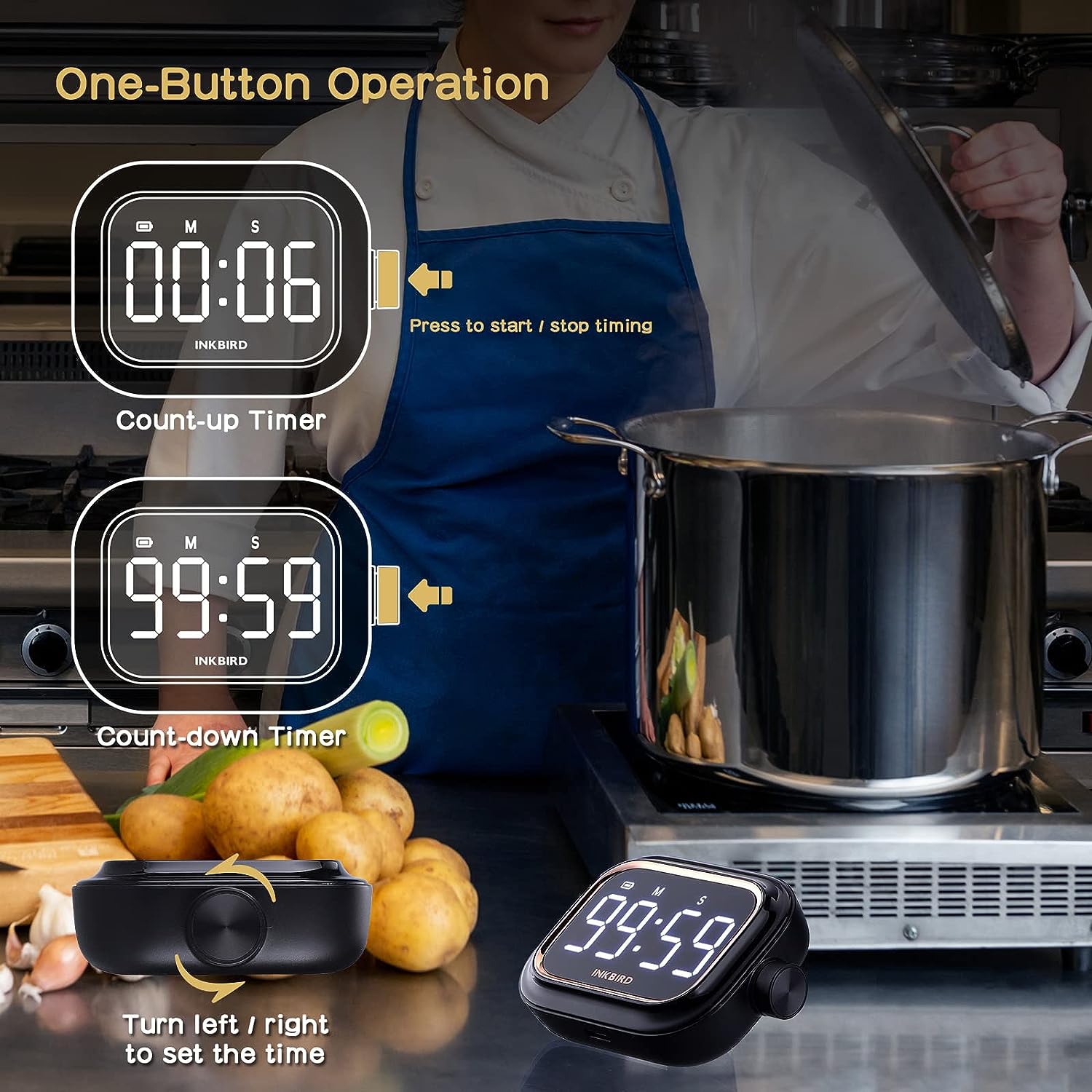 Digital Kitchen Timer IDT 02 - Countdown & Alarm Cooking Timer for Baking, Grilling, and Meal Prep - Perfect for Home Chefs & Professional Kitchens