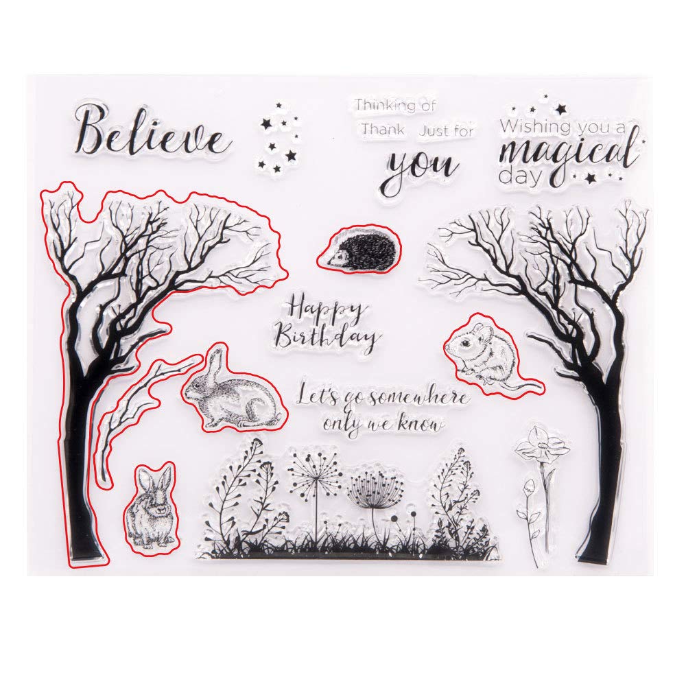 Trees and Animals Clear Rubber Stamps for DIY Card Making, Scrapbooking, Photo Albums, and Paper Crafts - Decorative Silicone Stamps for Creative Projects