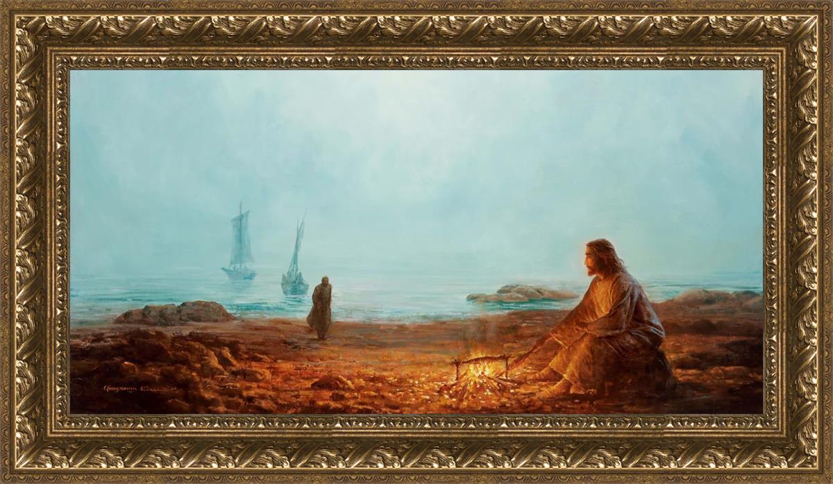 By The Shore By Yongsung Kim - Beautiful Coastal Wall Art for Beach House Decor, Living Room & Bedroom - Ocean Sunset Painting for Home & Office