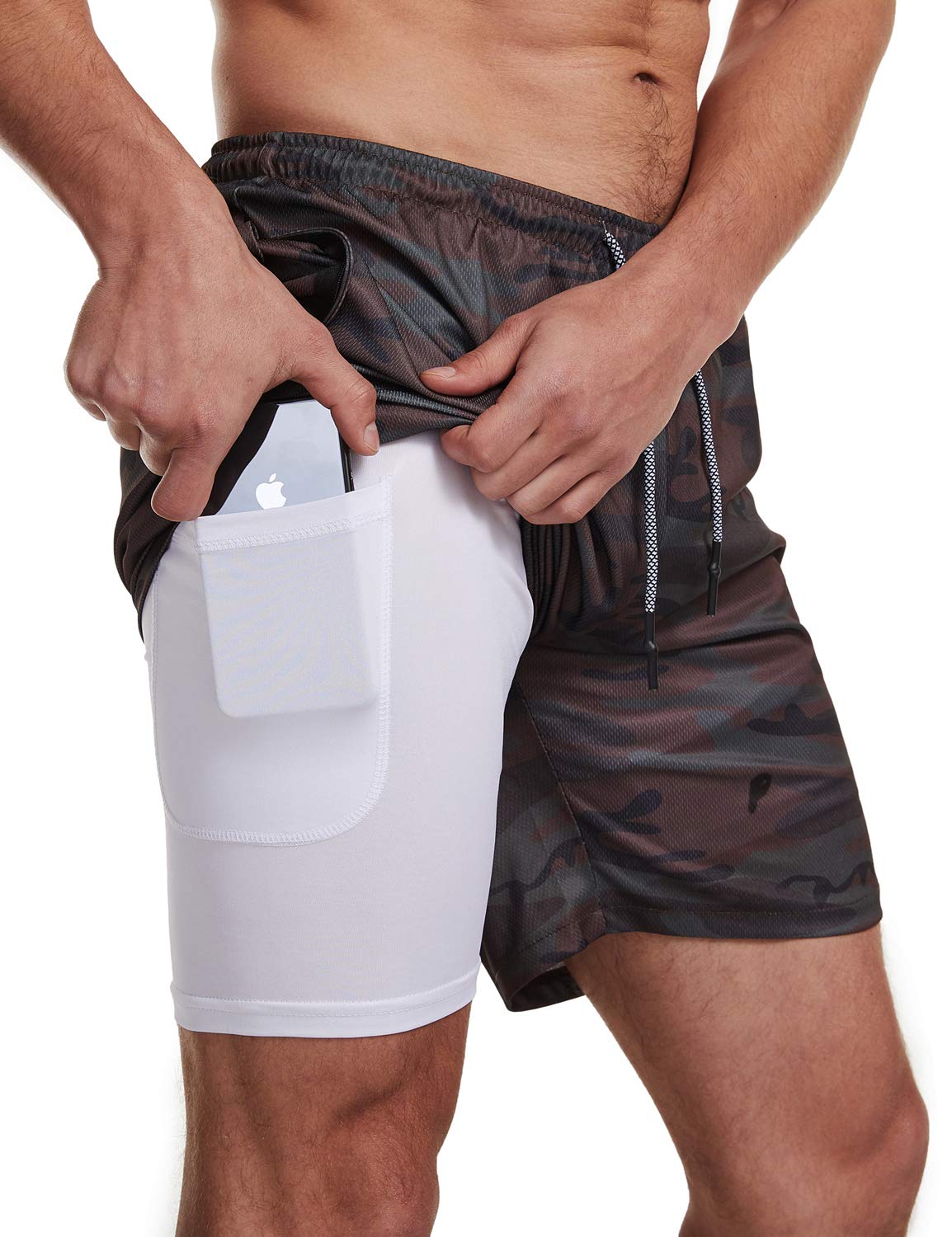 FLYFIREFLY Men's 2-in-1 Workout Running Shorts 7