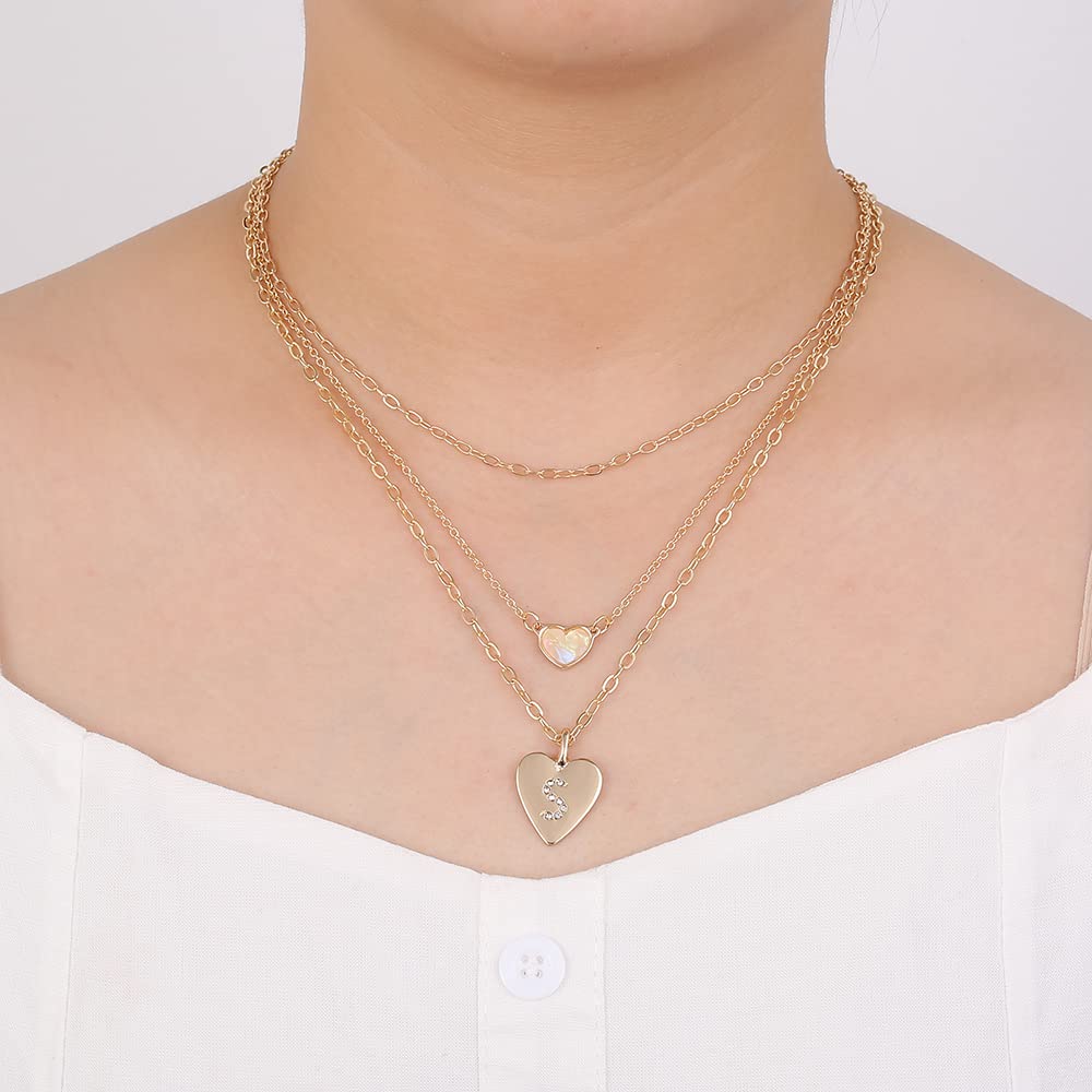 Trendy 14K Gold Plated Layered Initial Necklace for Women & Girls - Personalized Monogram Letter Pendant Jewelry - Perfect for Everyday Wear, Gifts & Special Occasions