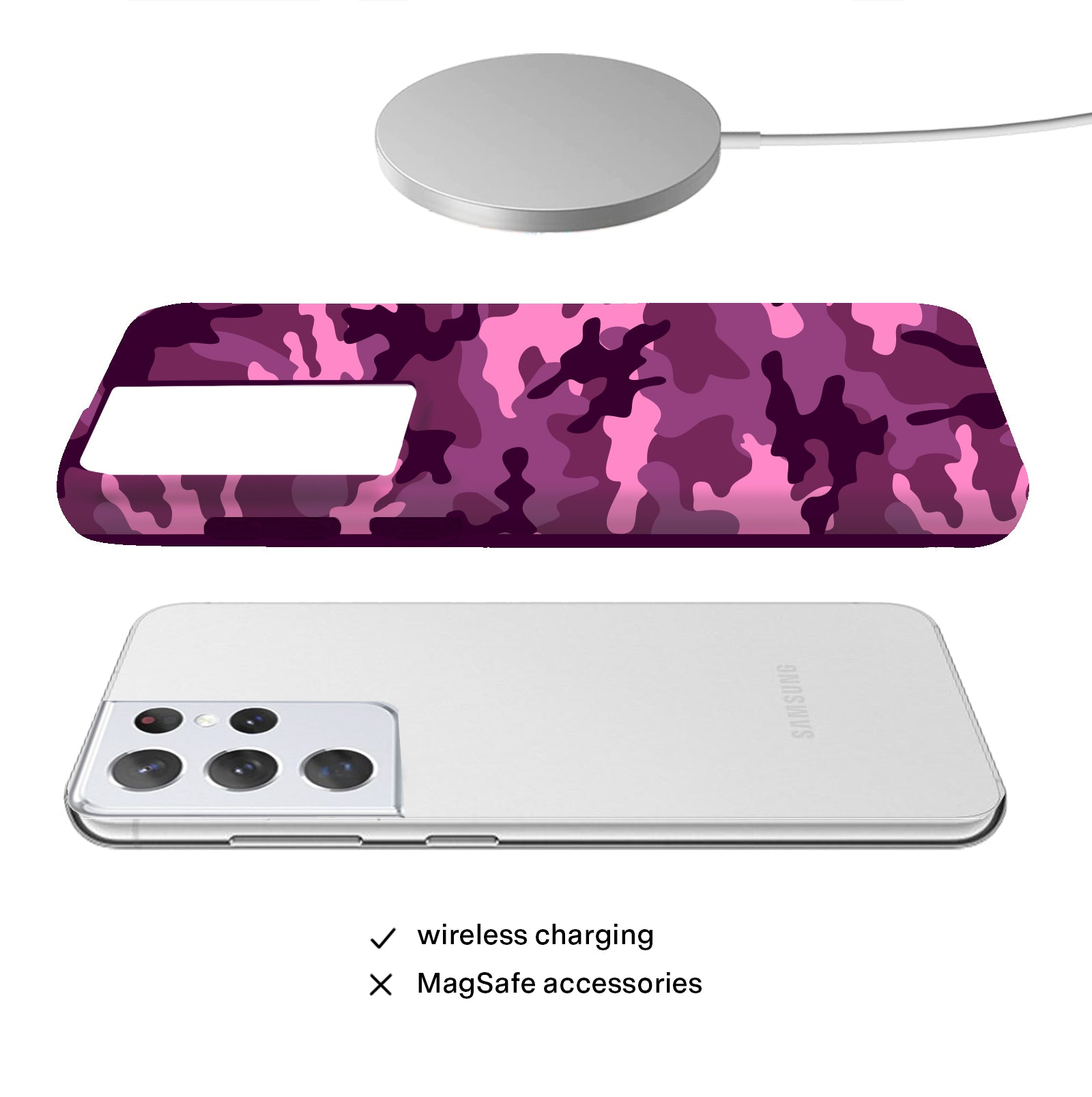 Magenta Camo Samsung Phone Case - Durable Protective Cover for Samsung Galaxy [Model] - Perfect for Outdoor, Travel & Daily Use