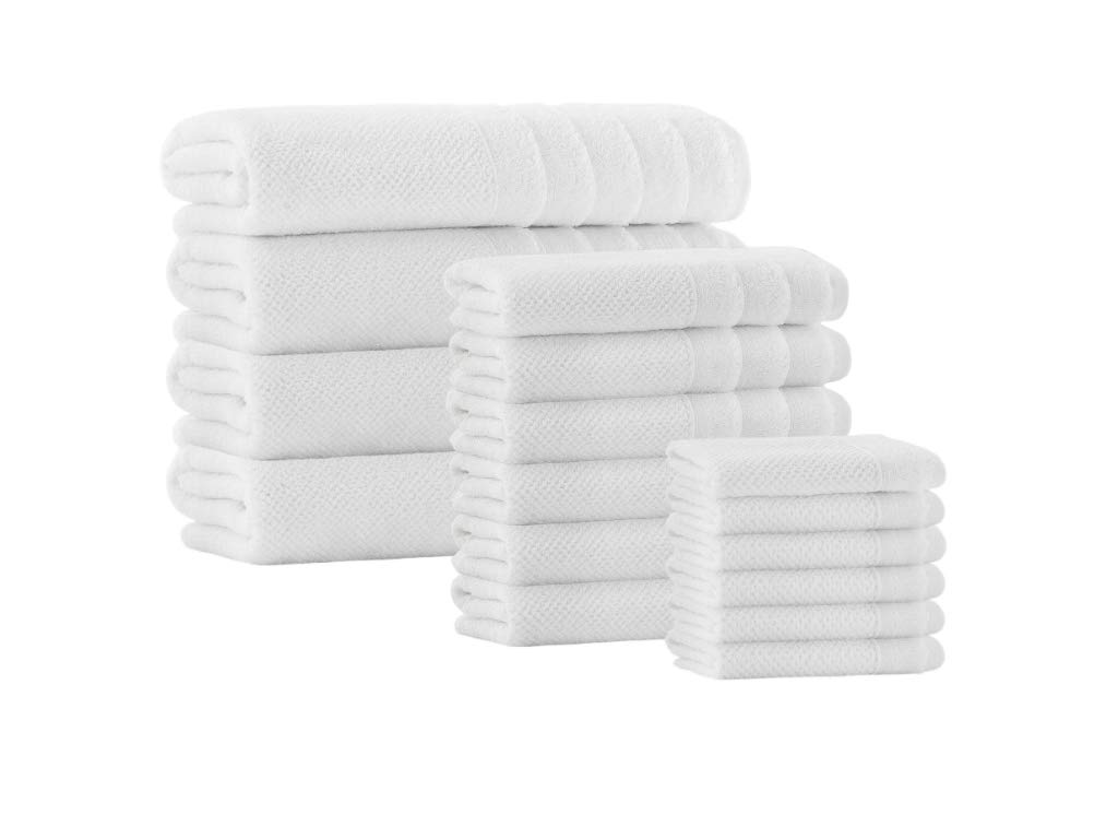 Enchante Home - Premium 16-Piece Veta Turkish Towel Set | Long Staple Cotton, Ultra Soft & Absorbent | Quick Dry Bath, Beach & Pool Towels | Spa, Yoga & Travel Essentials