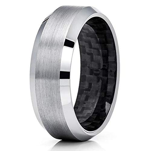 Silly Kings Tungsten Carbide Wedding Ring for Men & Women - 8mm Comfort Fit Silver Tungsten Band - Durable & Scratch-Resistant - Perfect for Engagement, Anniversary, and Everyday Wear