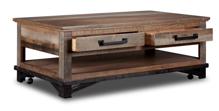 Rustic Barnwood Coffee Table - Solid Wood Farmhouse Style Living Room Center Table for Home Decor | Perfect for Living Room, Lounge & Office