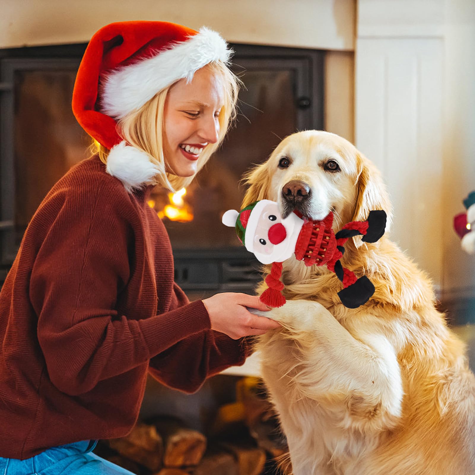 MEWTOGO Christmas Squeaky Dog Toy - Durable Chew Toy for Aggressive Chewers, Interactive Stuffed Animal Gift for Large Medium & Small Dogs (Santa) - Perfect for Holiday Playtime & Training