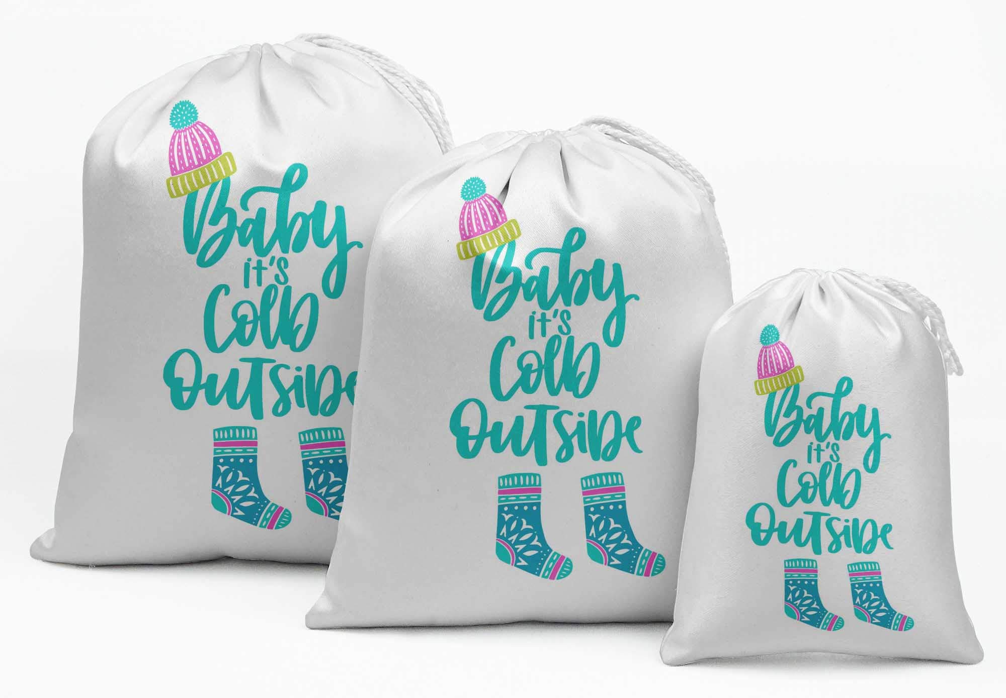 White Christmas Party Favor Bags - 15pcs for Baby Showers & Candy Gifts