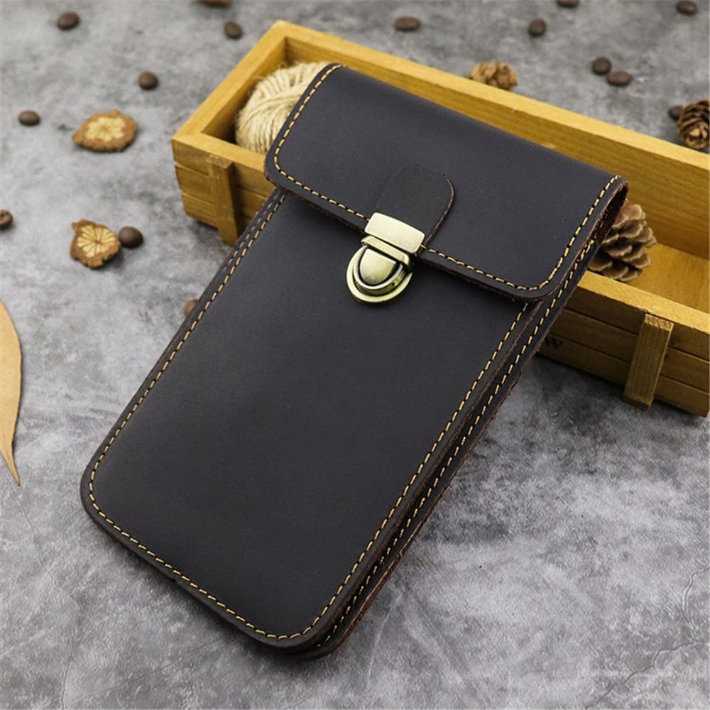 Vintage Leather Waist Bag for Men - Retro Handmade Crossbody Phone Pouch, Small Sports Fanny Pack (16x10x3cm) - Perfect for Gym, Hiking, Travel & Everyday Use