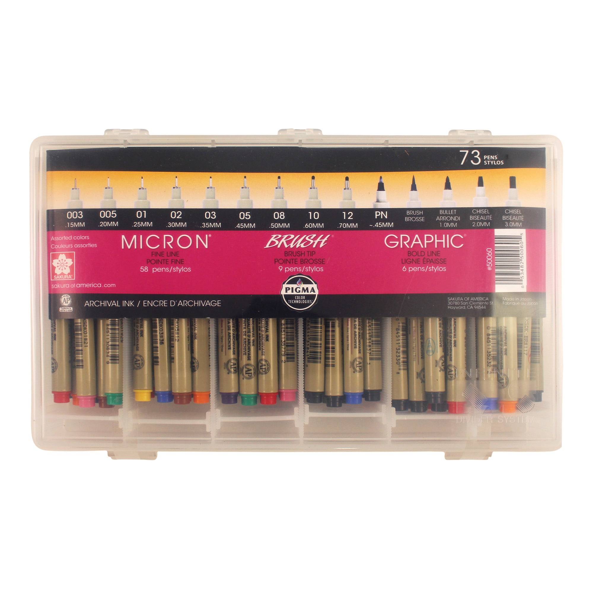73-Piece Pigma Micron Fineliner Pen Set - Premium Artist Drawing Pens for Sketching, Calligraphy & Illustration - Perfect Gift for Artists & Crafters