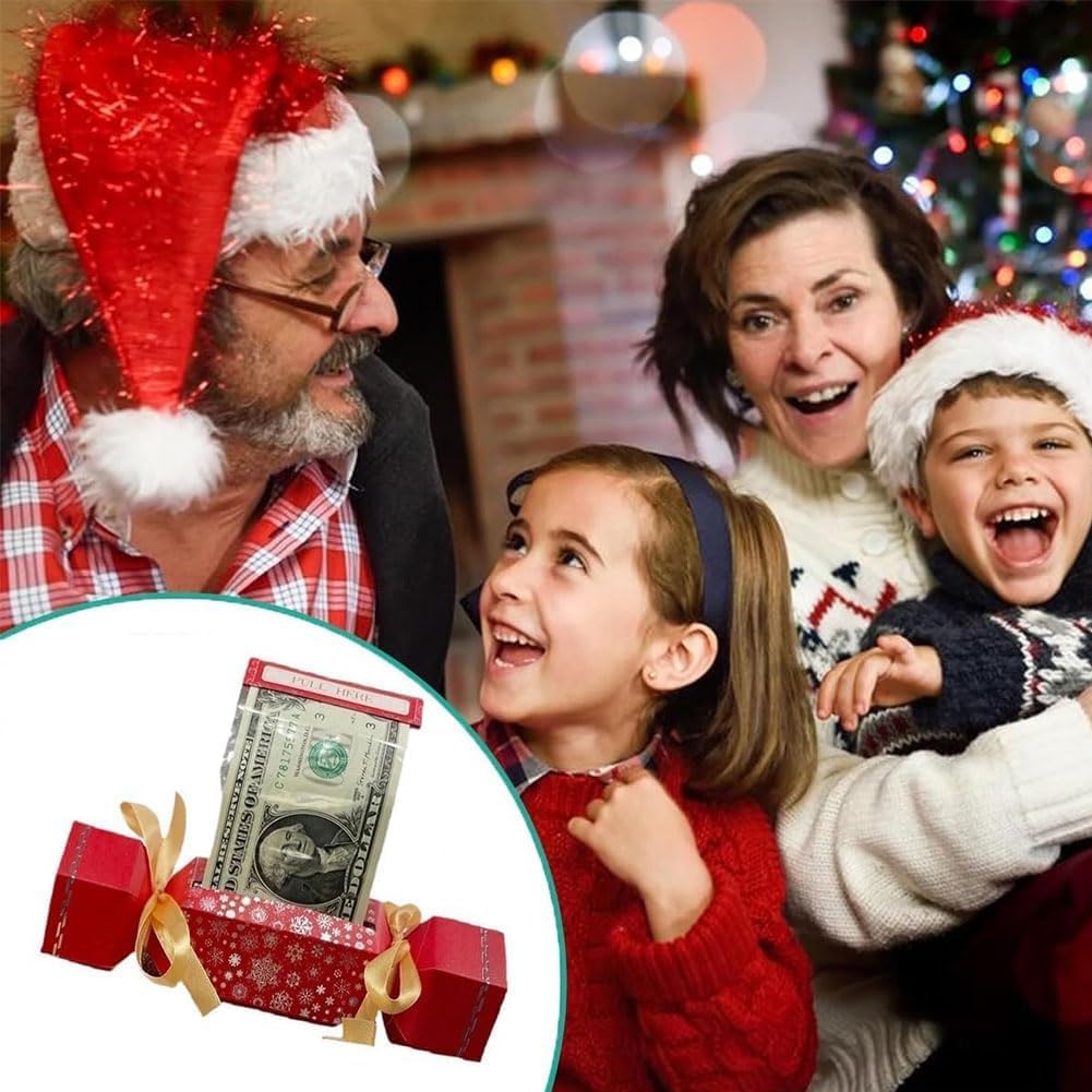 Christmas Money Pull Pouch Gift Box Set (4PCS) - Festive Cash Holder for Holiday Gifts, Stocking Stuffers & Party Favors - Perfect for Christmas Celebrations, Office Exchanges & Family Gatherings