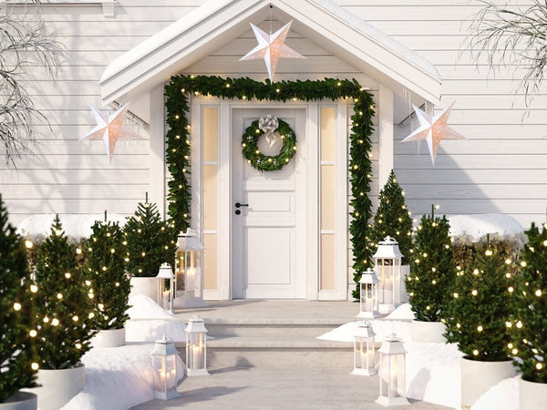 24 Inch White Weatherproof Star Lantern Lamp - Outdoor Hanging Decoration for Patio, Garden & Porch (Shade Only) - Perfect for Christmas, Halloween & Year-Round Decor