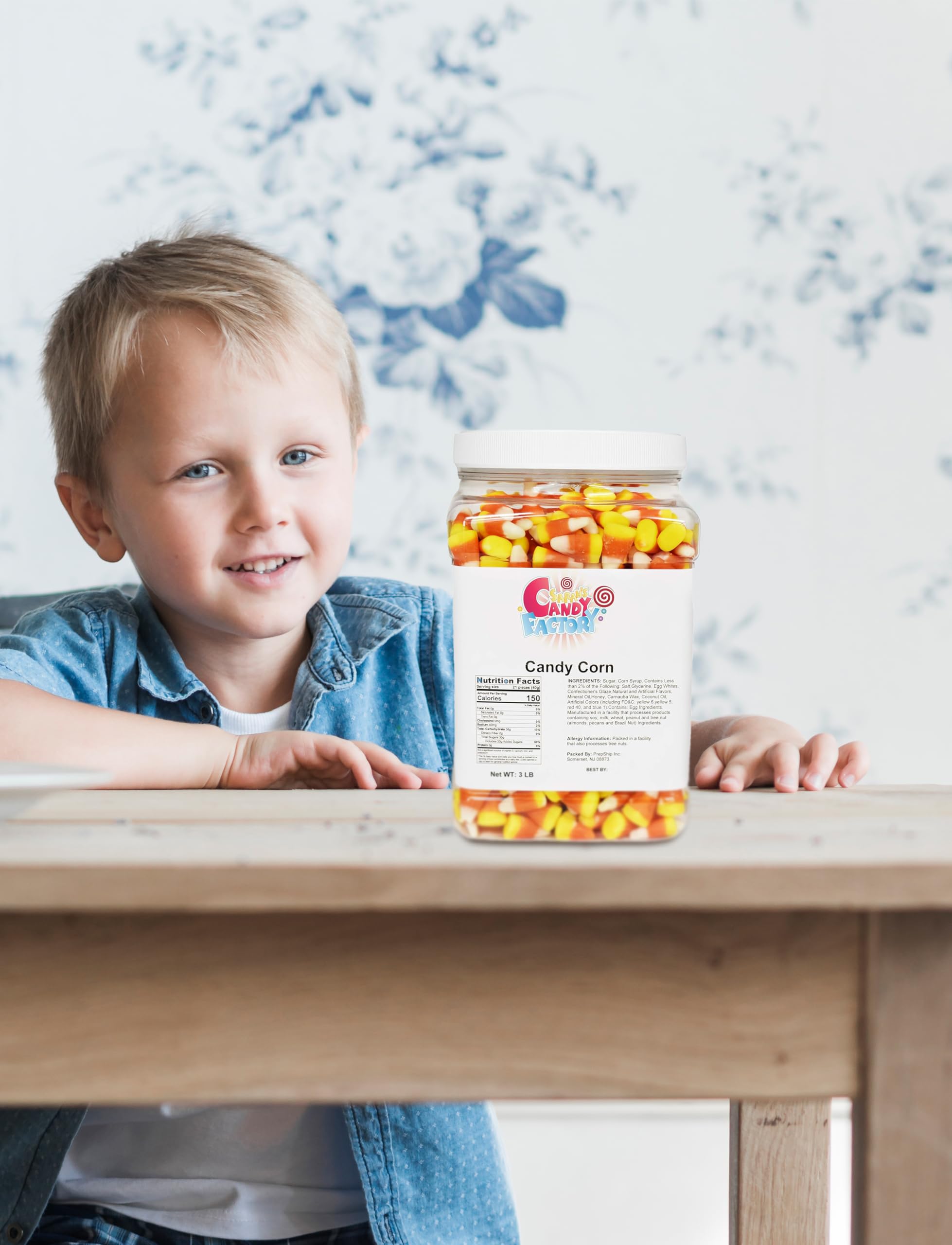 Sarah's Candy Factory Candy Corn in Jar - 3 Lbs Bulk Halloween Candy | Perfect for Trick-or-Treating, Party Favors & Holiday Gift Baskets