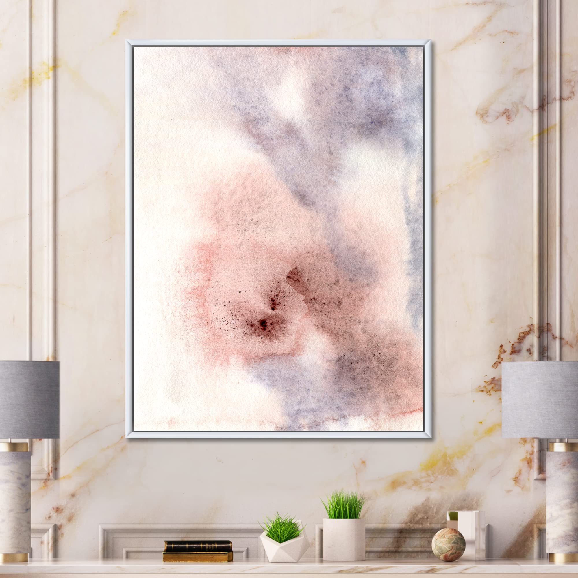 DesignQ Pastel Abstract Canvas Wall Art - Blue Pink Beige & Red Spots Modern Framed Print - Perfect for Living Room, Bedroom & Office Decor