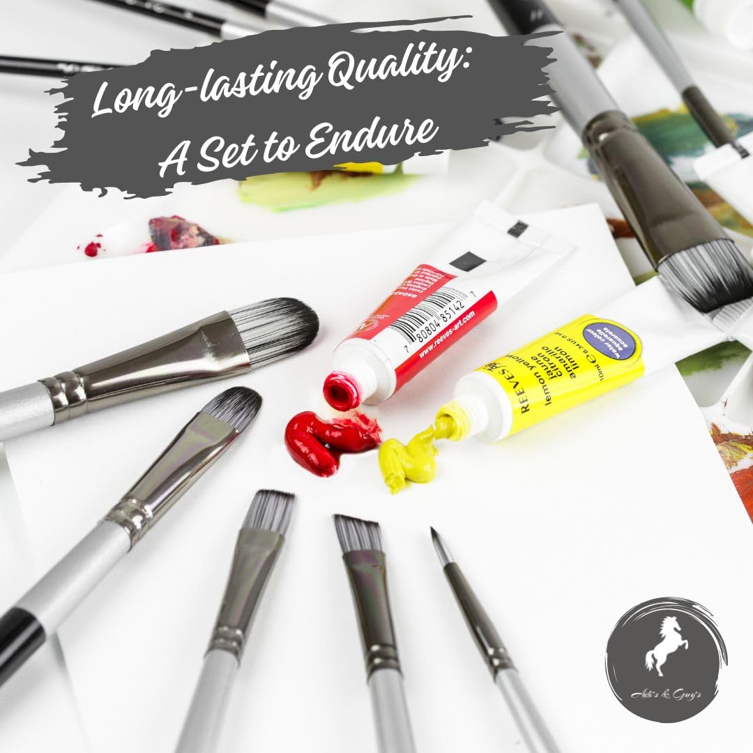 Professional Acrylic Paint Brushes Set of 10 - Artist Quality Brushes for Canvas, Face & Body Painting | Oil & Acrylic Painting Tools for Beginners & Professionals | Perfect for DIY Art Projects, Home Decor & Crafting