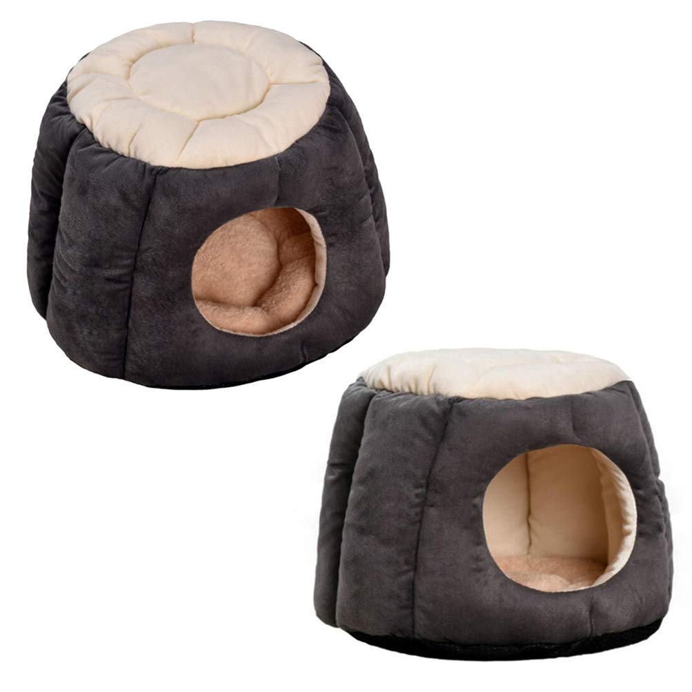 POPETPOP Pet Bed for Cats, Dogs, Guinea Pigs & Rabbits - Soft Round House Tent with Cozy Bedding - Perfect for Hedgehogs, Bunnies & Small Pets - Ideal for Indoor Comfort & Cuddling