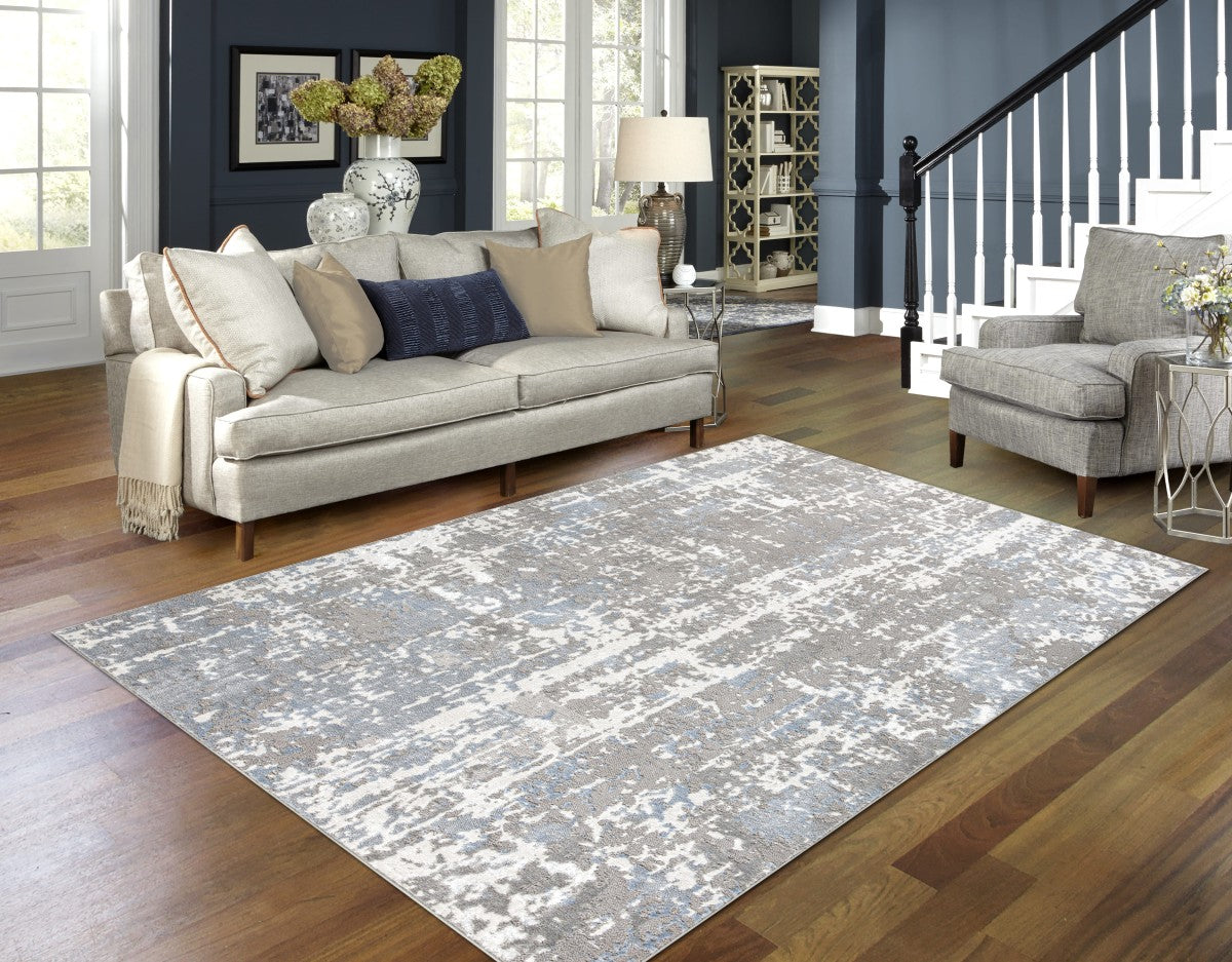 8x11 Grey Area Rug - Soft Plush Living Room Rug, Non-Slip Floor Carpet for Bedroom, Dining Room, Home Decor