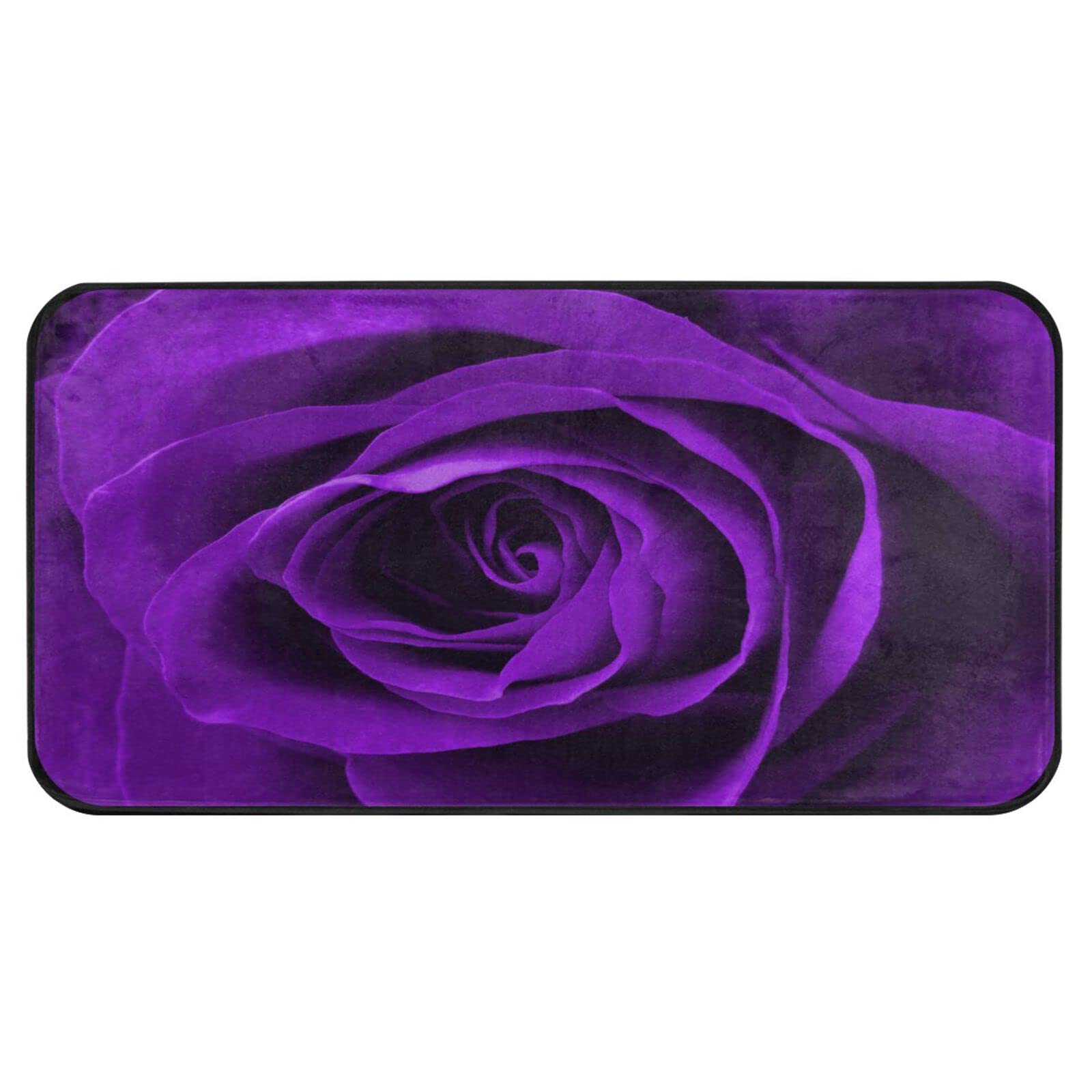 Premium Non-Slip Kitchen Floor Mat - Absorbent Purple Rose Design, 39