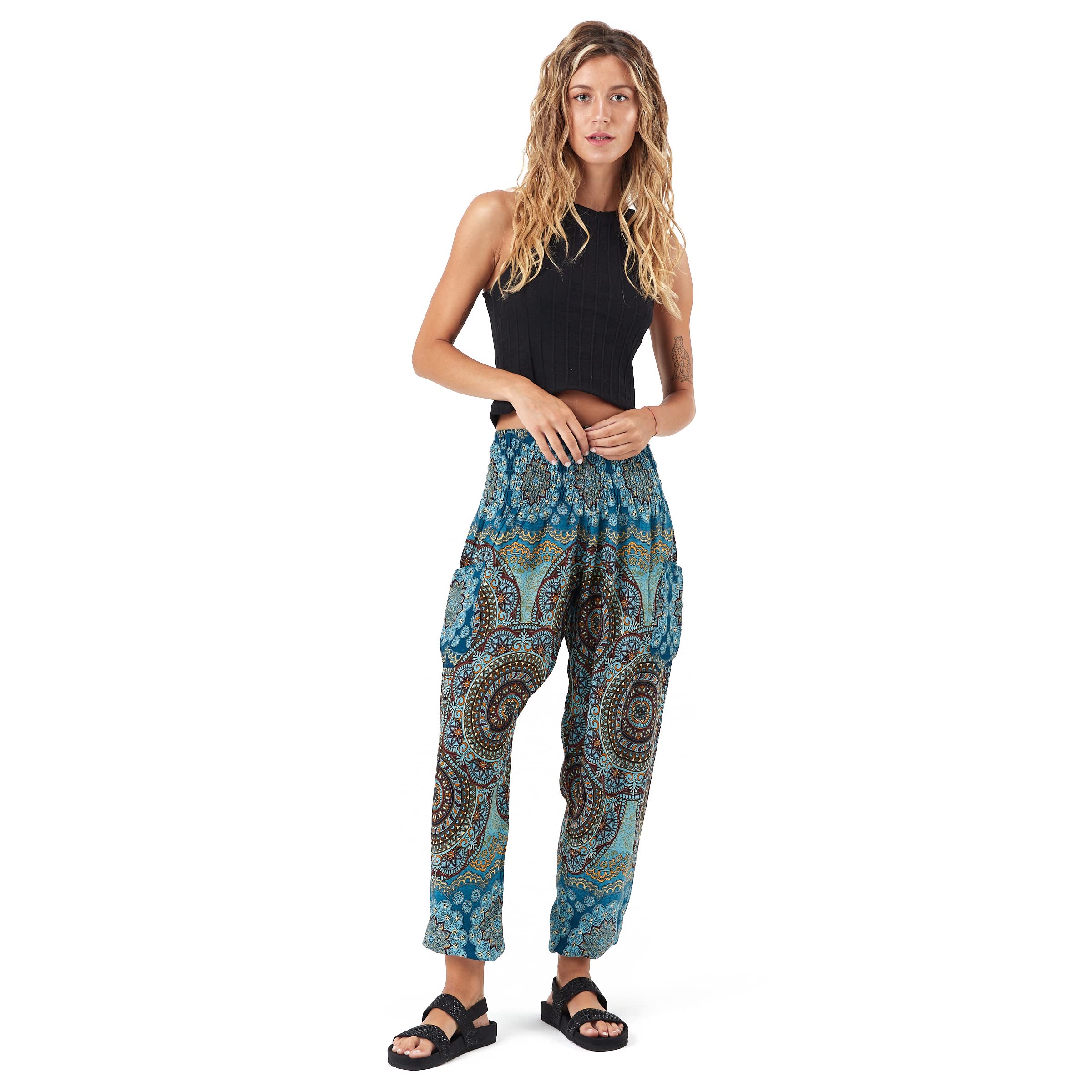 Happy Trunks Harem Pants for Women - Soft Yoga Pants with Pockets (S-XXL) | Boho Hippie Clothes | Beach Lounge Wear | Perfect for Yoga, Travel & Casual Outfits