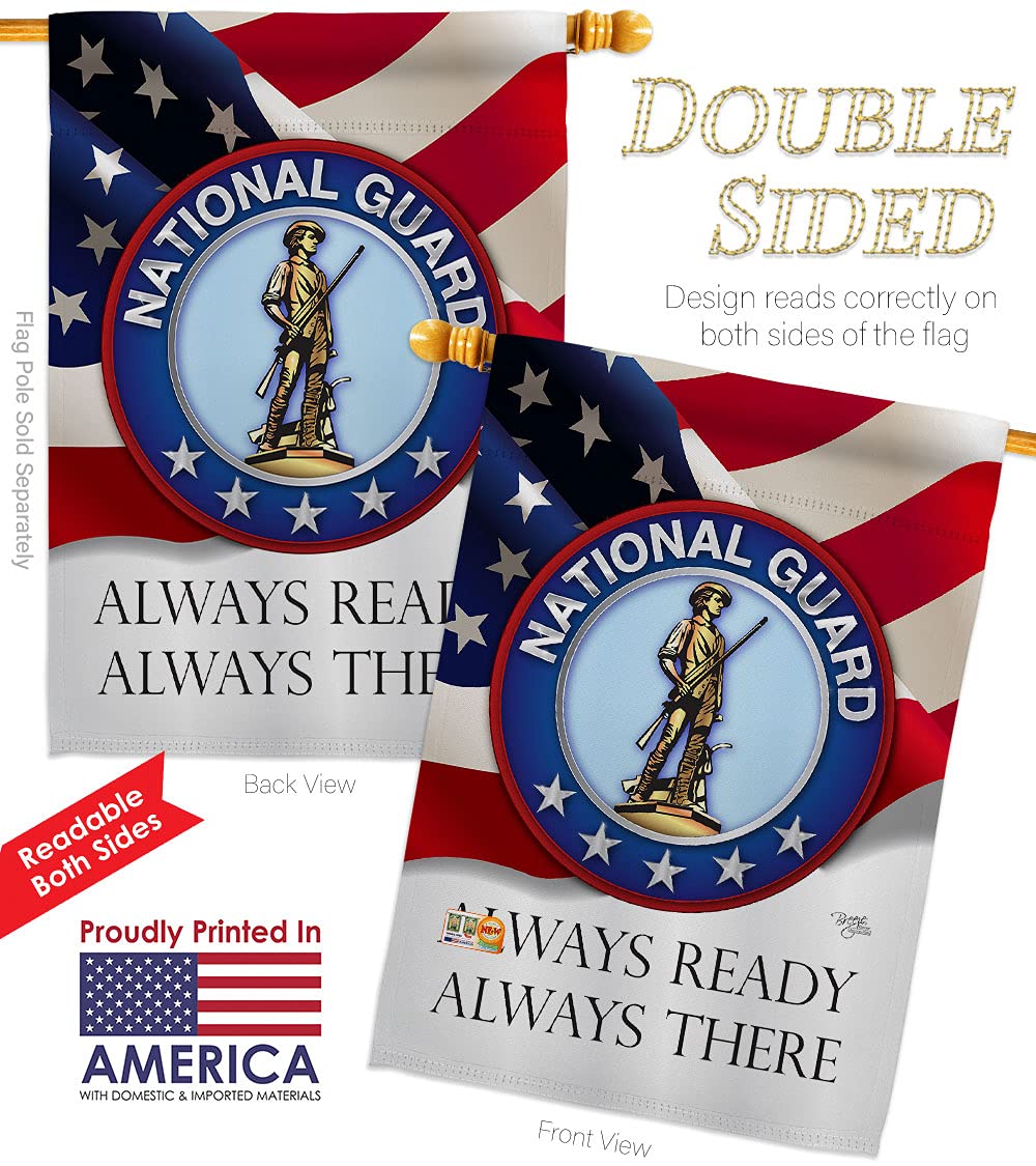American Military Garden Flags Kit - Double-Sided National Guard & ANG Armed Forces House Banner (28x40 Inch) Made in USA - Perfect for Veterans, Retirees & Patriotic Yard Decor