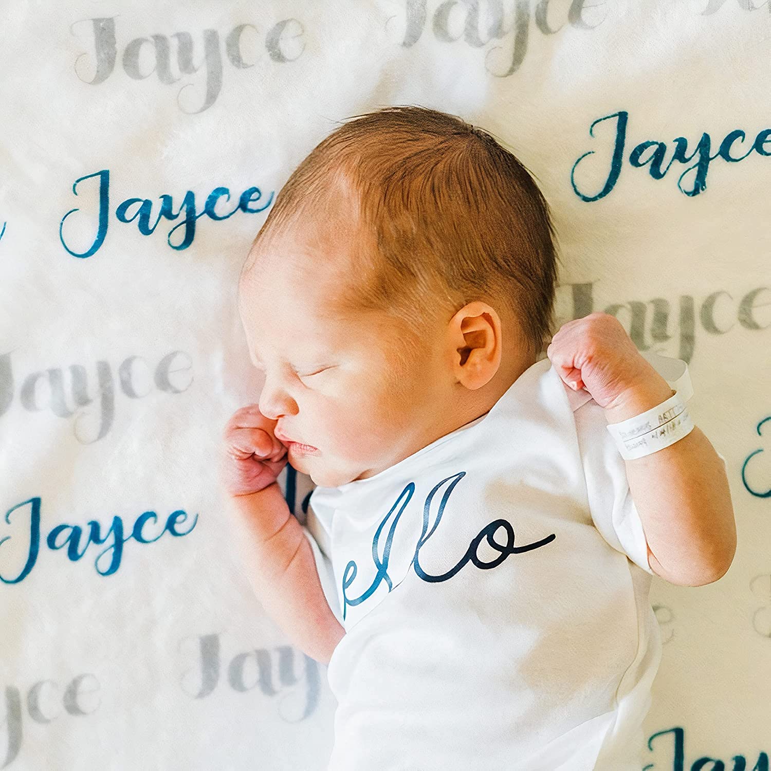 Personalized Baby Swaddle Blanket - Custom Name Blanket for Newborn Boys & Girls - Soft & Cozy Baby Gift for Christmas, Baby Shower, Nursery & Travel - New Baby Boy & Girl Gift