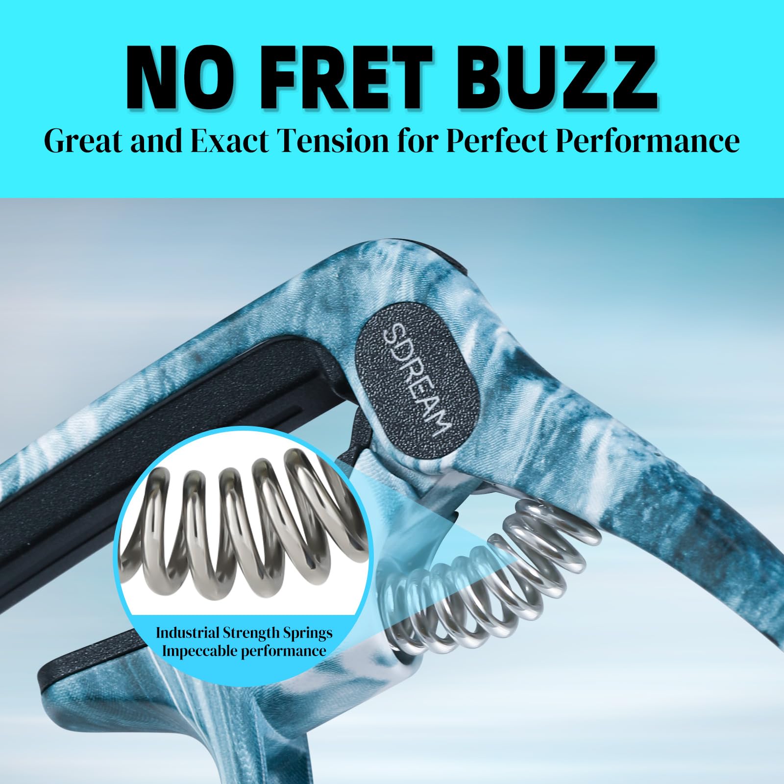 Premium Guitar Capo for Acoustic & Electric Guitars - 6-String Clamp with 5 Free Picks - Universal for Ukulele, Mandolin, Banjo - Perfect for Live Performances & Studio Recording