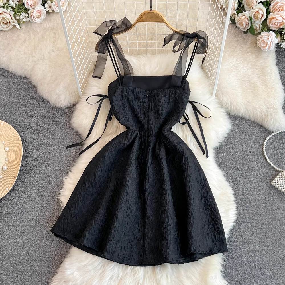 Elegant Bow Knot Strap A-Line Dress - French Summer Skirt for Women | Perfect for Beach Vacations, Garden Parties & Date Nights