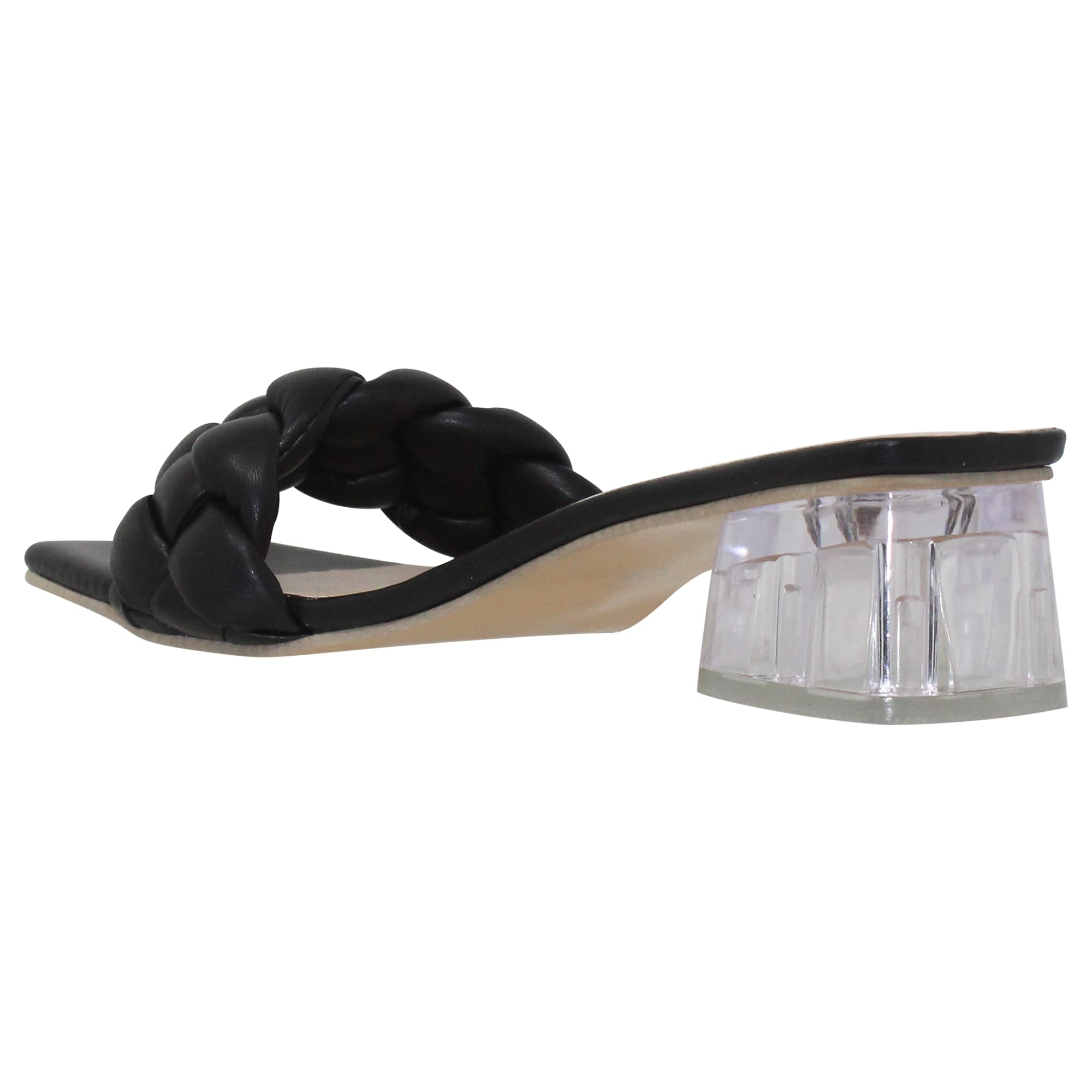 SOBEYO Women's Strappy Low Heel Clear Sandals - Braided One Band Design for Summer Weddings, Beach Parties & Casual Outings