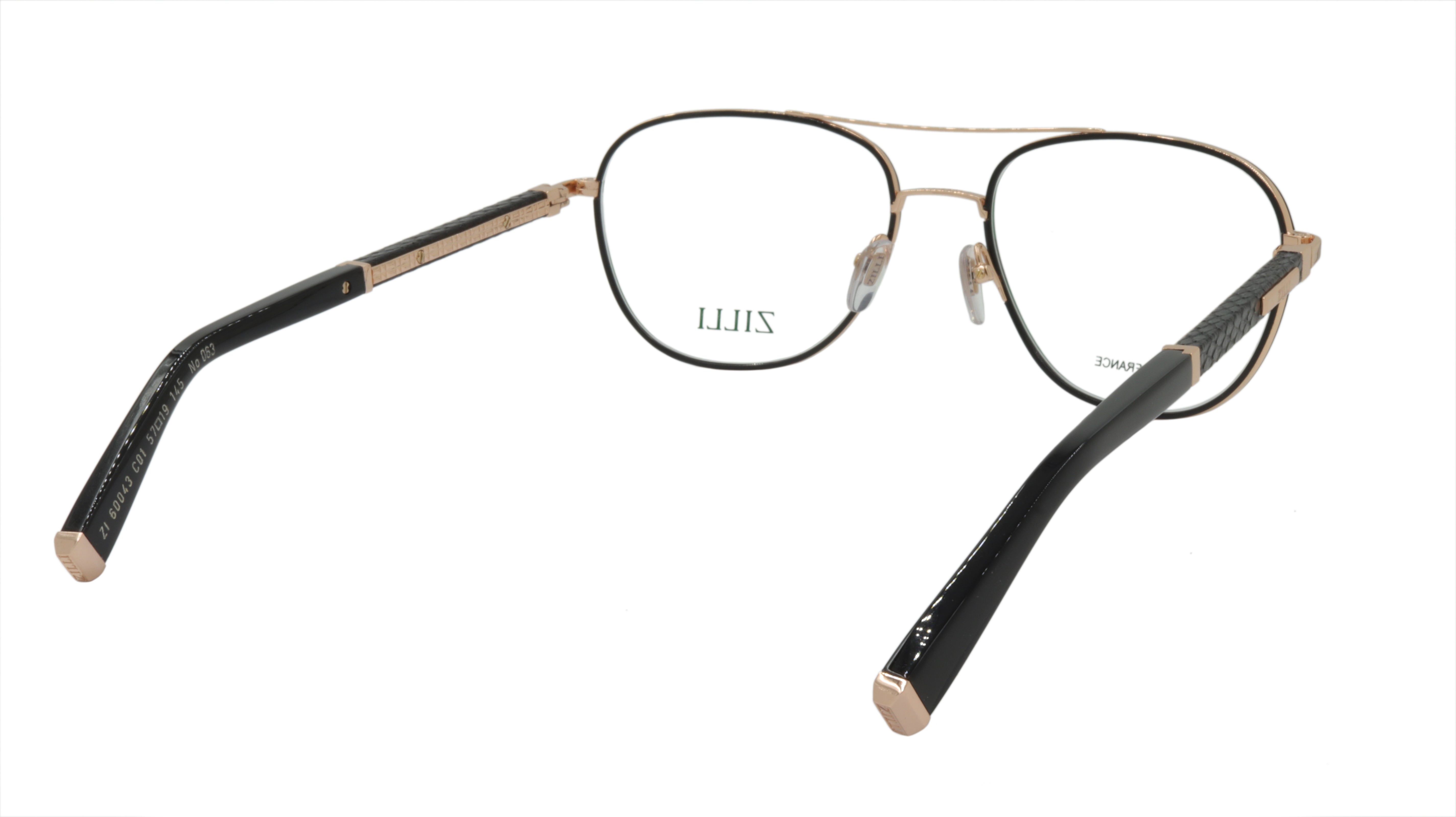 Premium ZILLI Eyeglasses Frame - Titanium & Acetate with Leather Details | Made in France (Model ZI 60043 C01) | Perfect for Business & Luxury Fashion Occasions