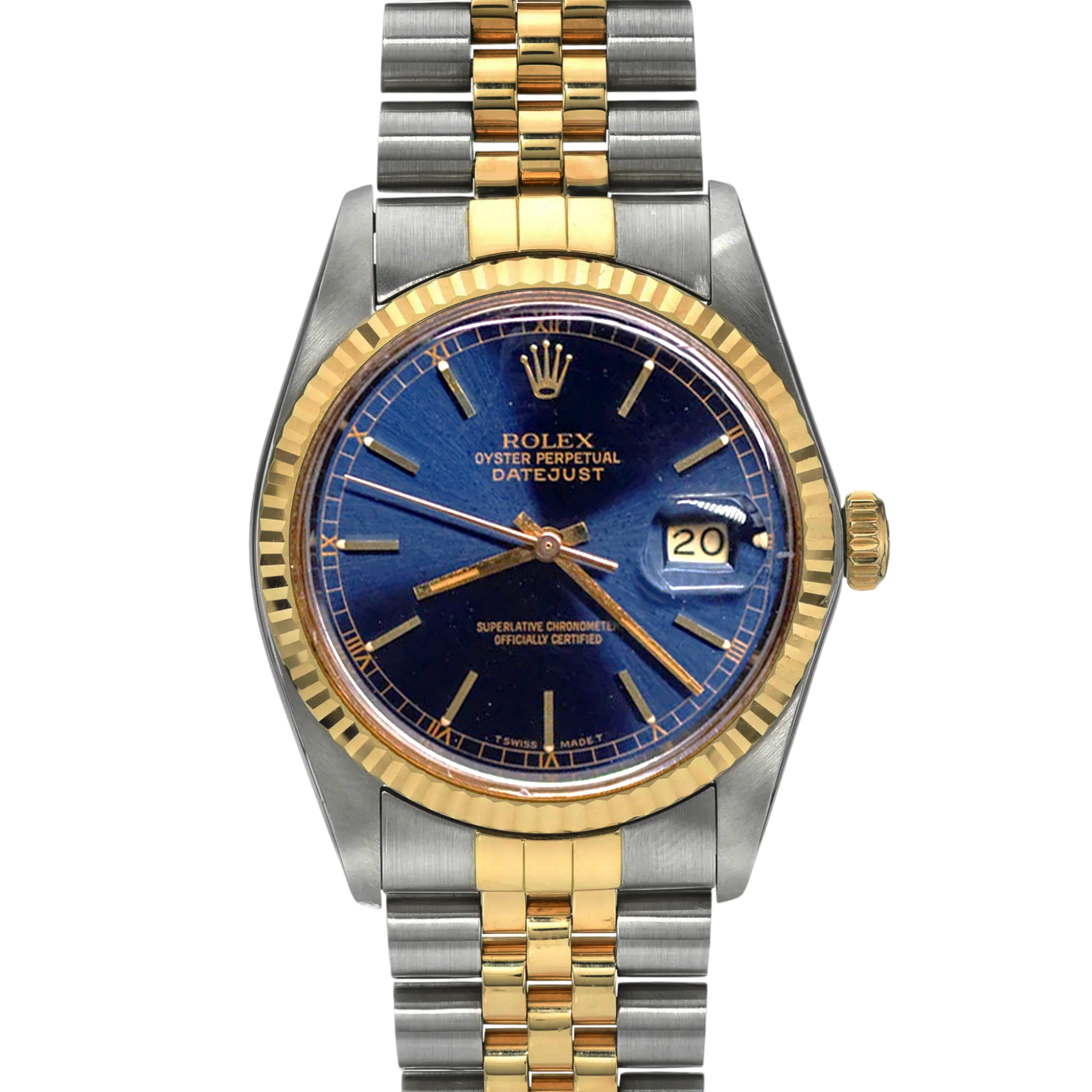 Rolex Datejust 16013 Men's Watch - 36mm Stainless Steel & Gold, Blue Dial, Jubilee Bracelet - Luxury Dress Watch for Business & Formal Occasions