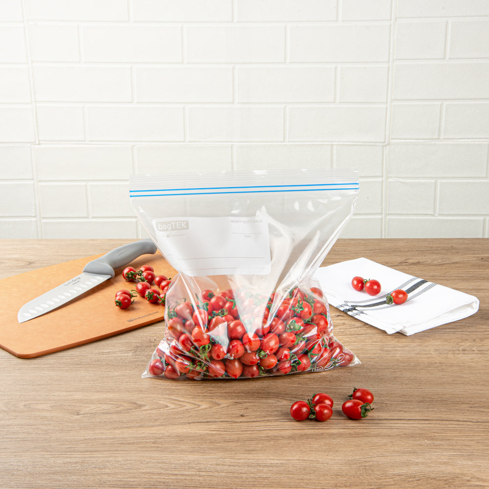 Bag Tek 1 Gallon Clear Plastic Freezer Bags - Double Zipper, BPA Free, Write-On Labels (10.75
