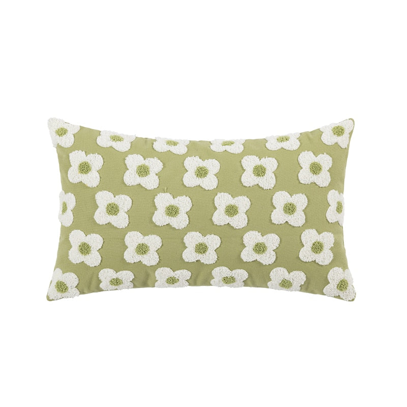 Daisy Embroidered Lumbar Pillow Cover - Bohemian Home Decor for Sofa, Bed & Nursery - Perfect for Living Room, Bedroom & Nursery Decor