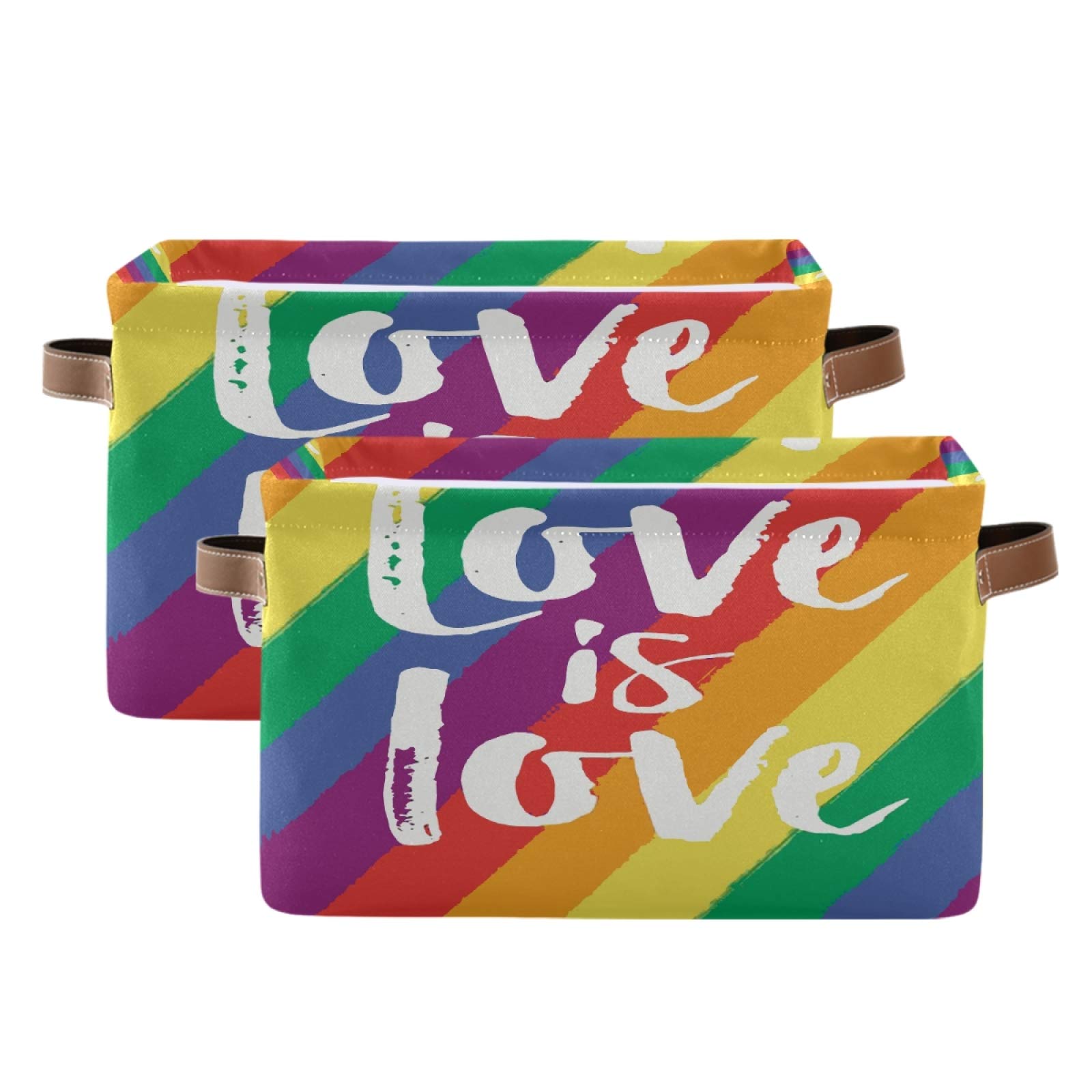 AUUXVA LGBT Pride Storage Basket - Durable Canvas Collapsible Organizer Bin with Handles for Toys, Clothes & Home Organization | Perfect for Bedroom, Closet, Office & Shelf Storage