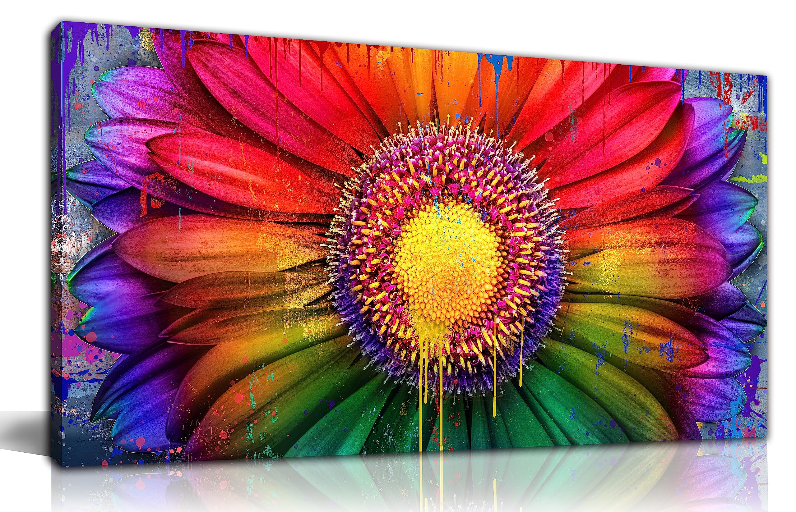 CANEITO Colorful Daisy Canvas Wall Art - Modern Floral Print Picture for Living Room, Bedroom & Girls Room Decor - 20x40 Inches - Perfect for Home, Office & Gift Giving