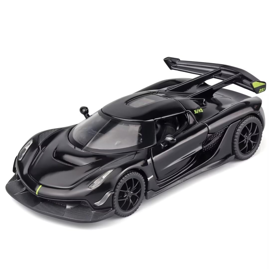 1/32 Scale Jesko Die Cast Metal Toy Cars for Kids - Pull Back Action with Light & Sound, Collectible Model Car for Boys Age 3+ (Black) | Perfect for Birthday Gifts, Playtime & Car Collection Display