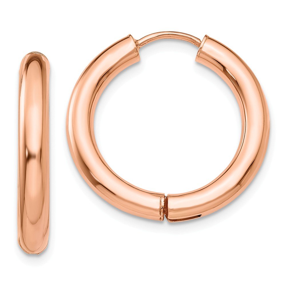 14K Rose Gold Hinged Hoop Earrings for Women - Dainty Everyday Hoops, Lightweight Comfortable Studs - Perfect for Work, Date Night & Special Occasions