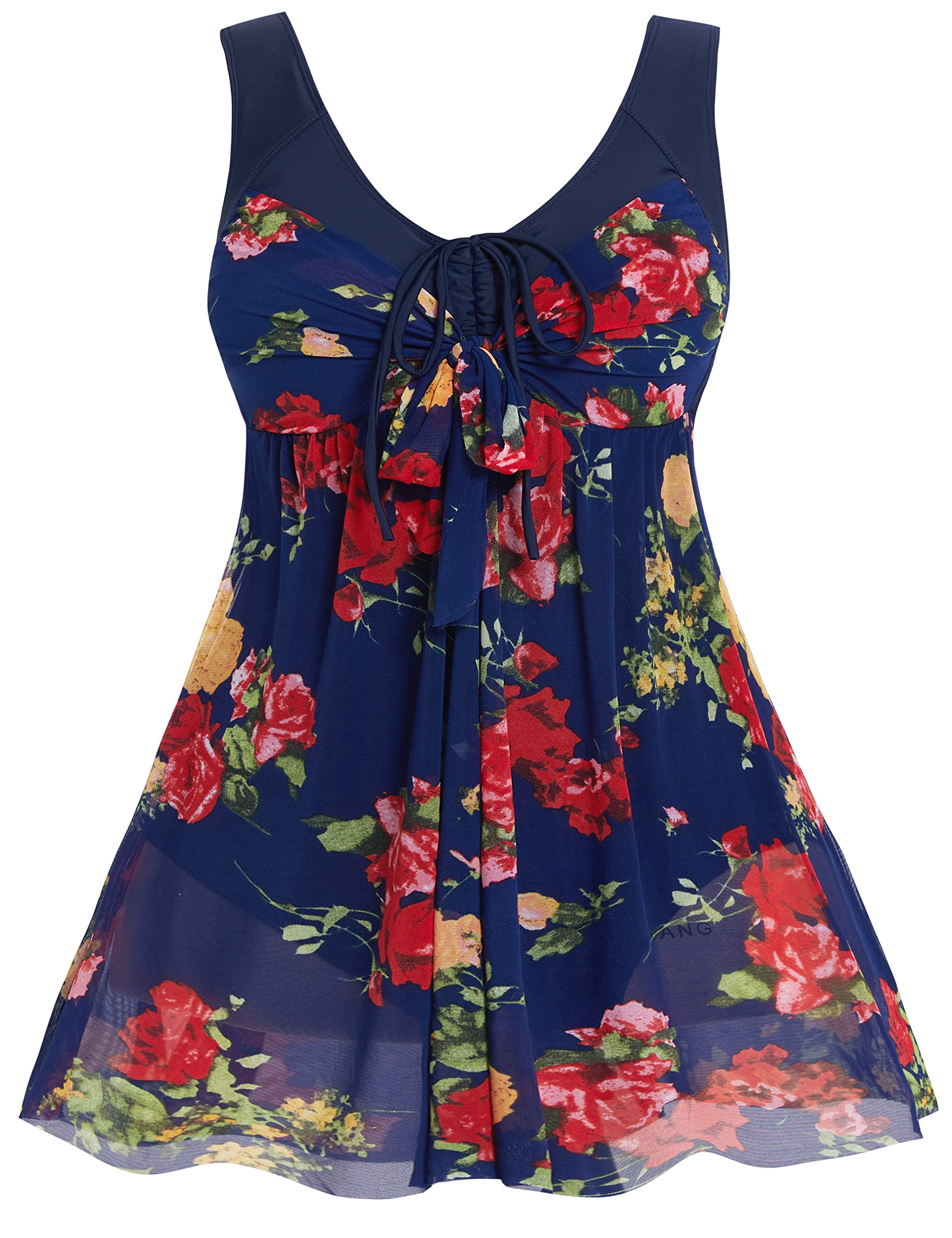 Wantdo Women's Plus Size Floral Print Swimdress - UPF 50+ Swimwear Cover Up with Skirt for Beach, Pool & Vacation | Comfortable Swim Suit for Curvy Women