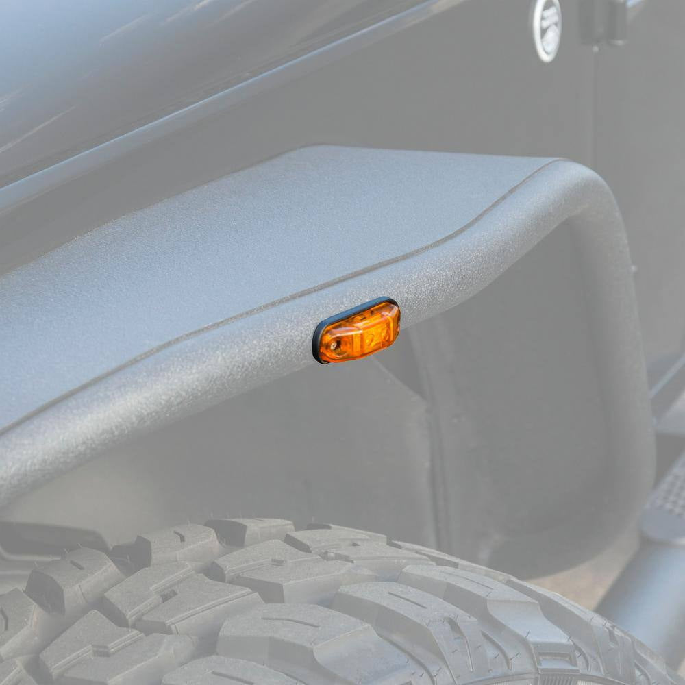 (2) Amber LED Side Marker Lights for Jeep Wrangler - Flat Style Fender Flare - Durable Off-Road Lighting for Enhanced Visibility & Safety
