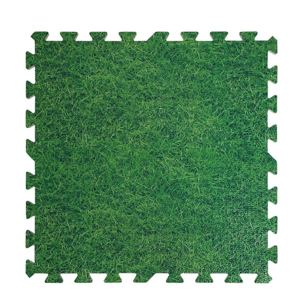 JIAJUAN Kids Foam Tiles Puzzle Mats - 12-Piece Interlocking Floor Mat Set (60x60x1cm) | Non-Slip, Waterproof & Easy to Clean 3D Foam Tiles for Playroom, Nursery & Daycare Safety Flooring | Green Color