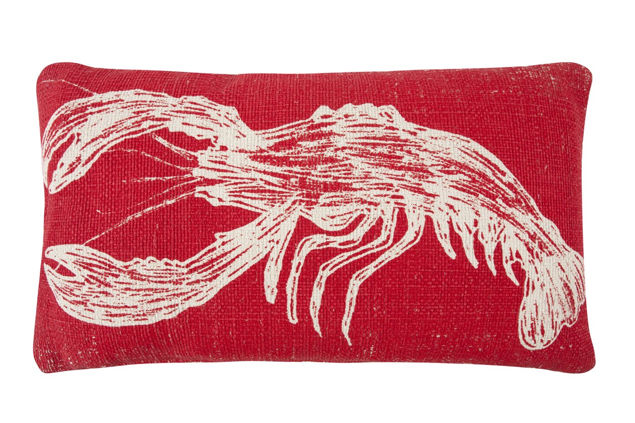 Thomas Paul Lobster Sketch Throw Pillow - 18x34 Inch Coastal Home Decor, Nautical Living Room Accent for Sofa, Bed & Boat Cabin