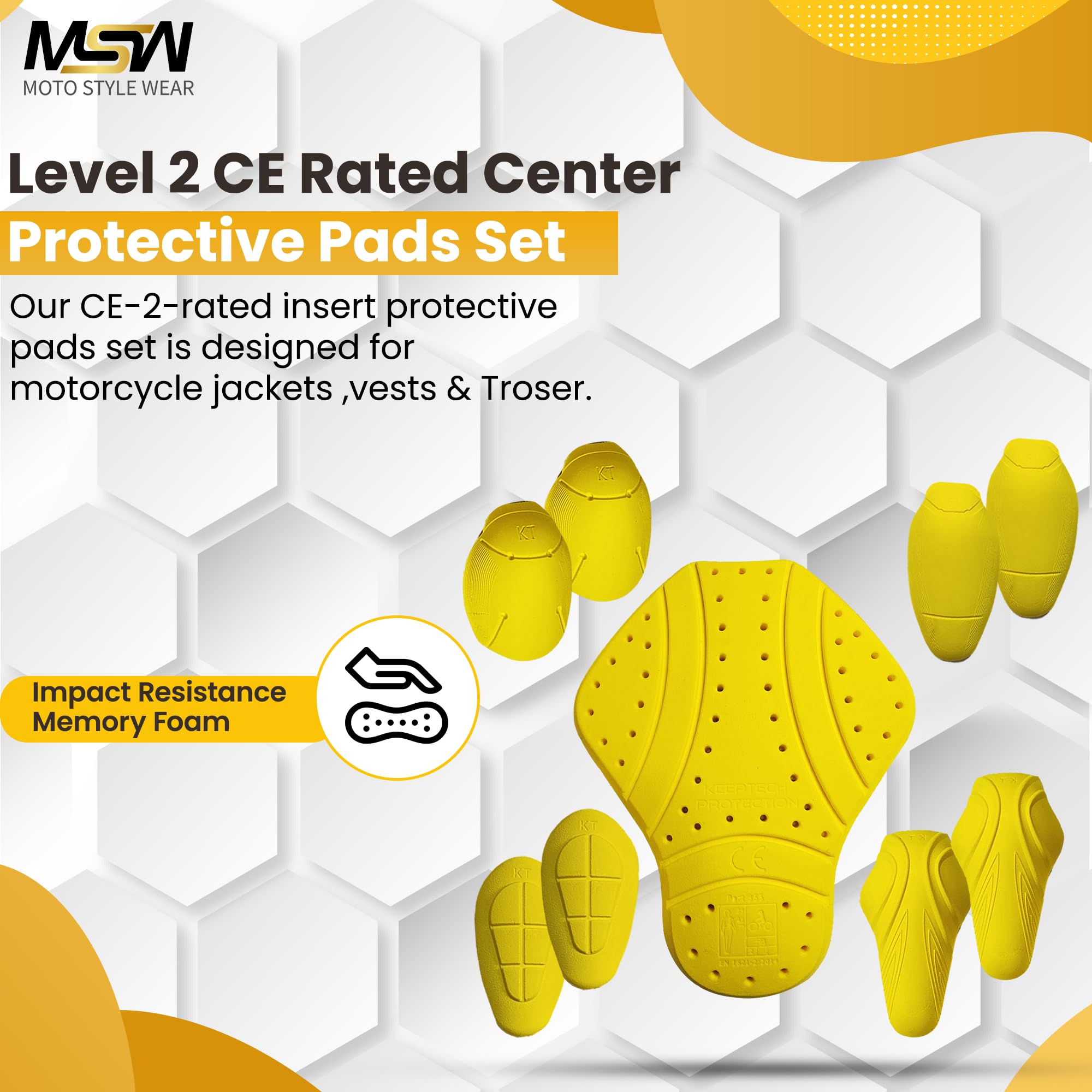 CE Level 2 Certified Motorcycle Armor Pads Set - 9pc Back, Shoulder, Thigh, Knee & Elbow Protectors for Men & Women - CE-2 Approved Safety Gear for Riding Jackets - Perfect for Street Bikes, Cruisers & Adventure Motorcycles