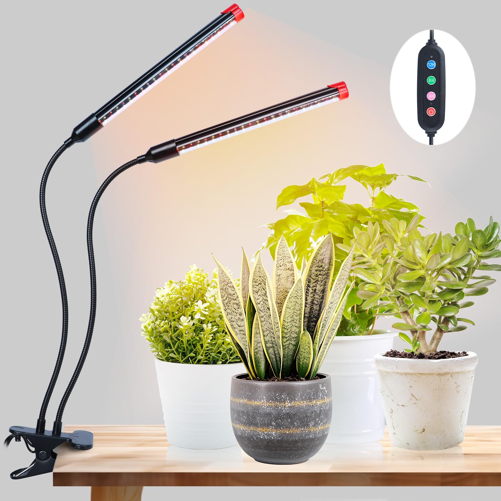 Best Clip Grow Lights for Seed Starting with Timer - Full Spectrum Brightest 18W LED Plant Growing Lamp for Indoor Plants, Bonsai, Seedlings - Perfect for Home Gardening, Hydroponics & Indoor Herb Gardens