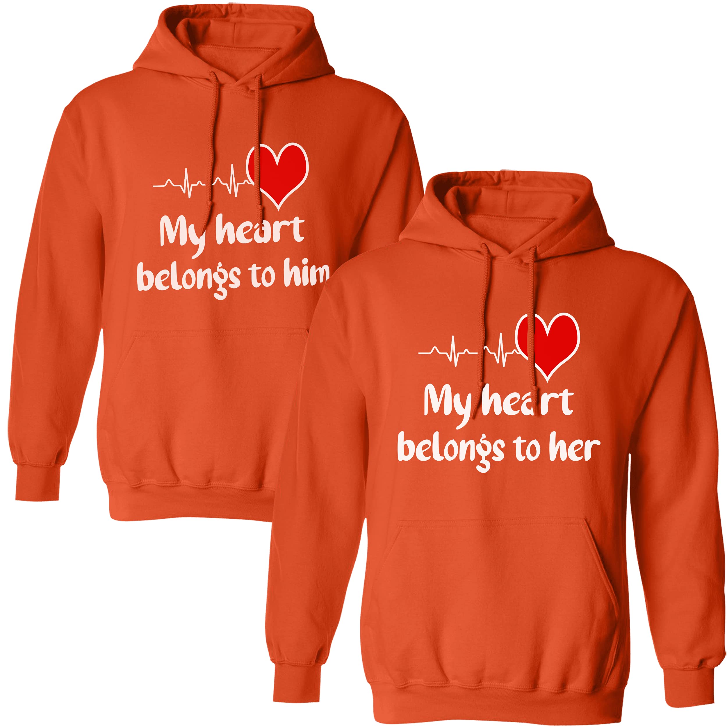 Best Family Gifts - My Heart Belongs To Him/Her Unisex Hoodies For Couples - Perfect For Date Nights & Cozy Evenings