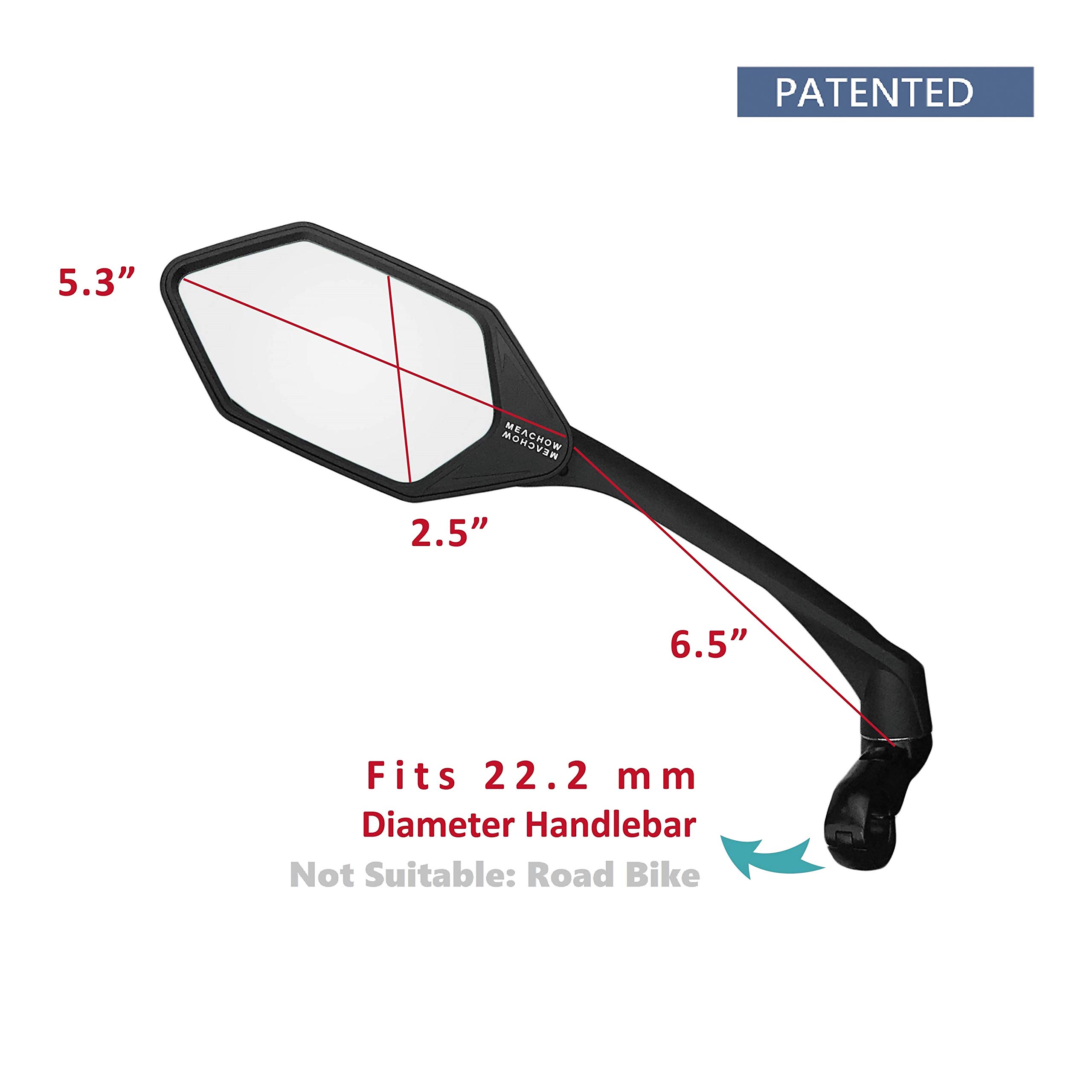 MEACHOW Scratch-Resistant Glass Bike Mirror - Rotatable Handlebar Rearview Mirror for Safe Cycling (ME-007) | Perfect for Road Bikes, Mountain Bikes & Commuting